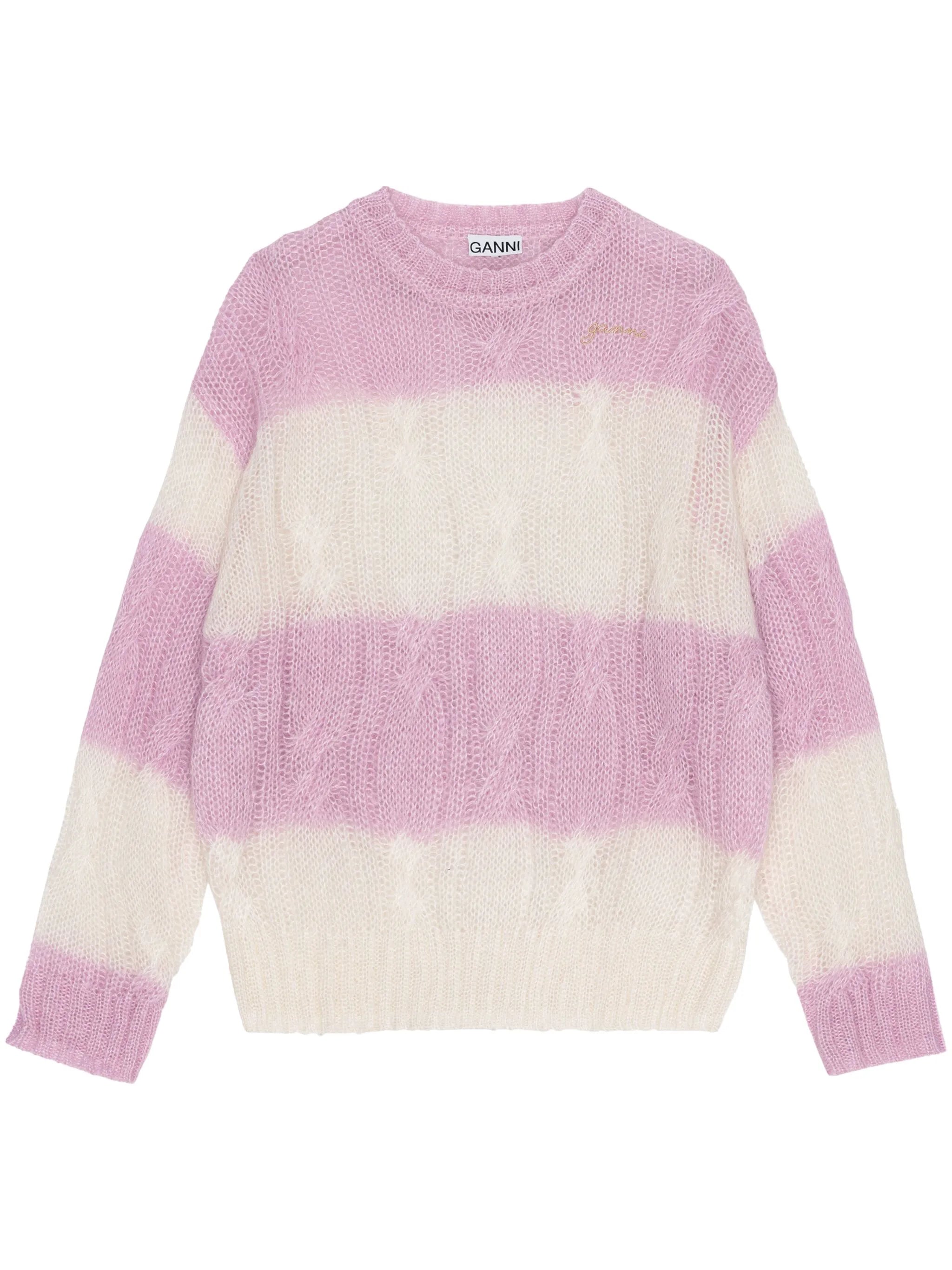 striped cable-knit jumper