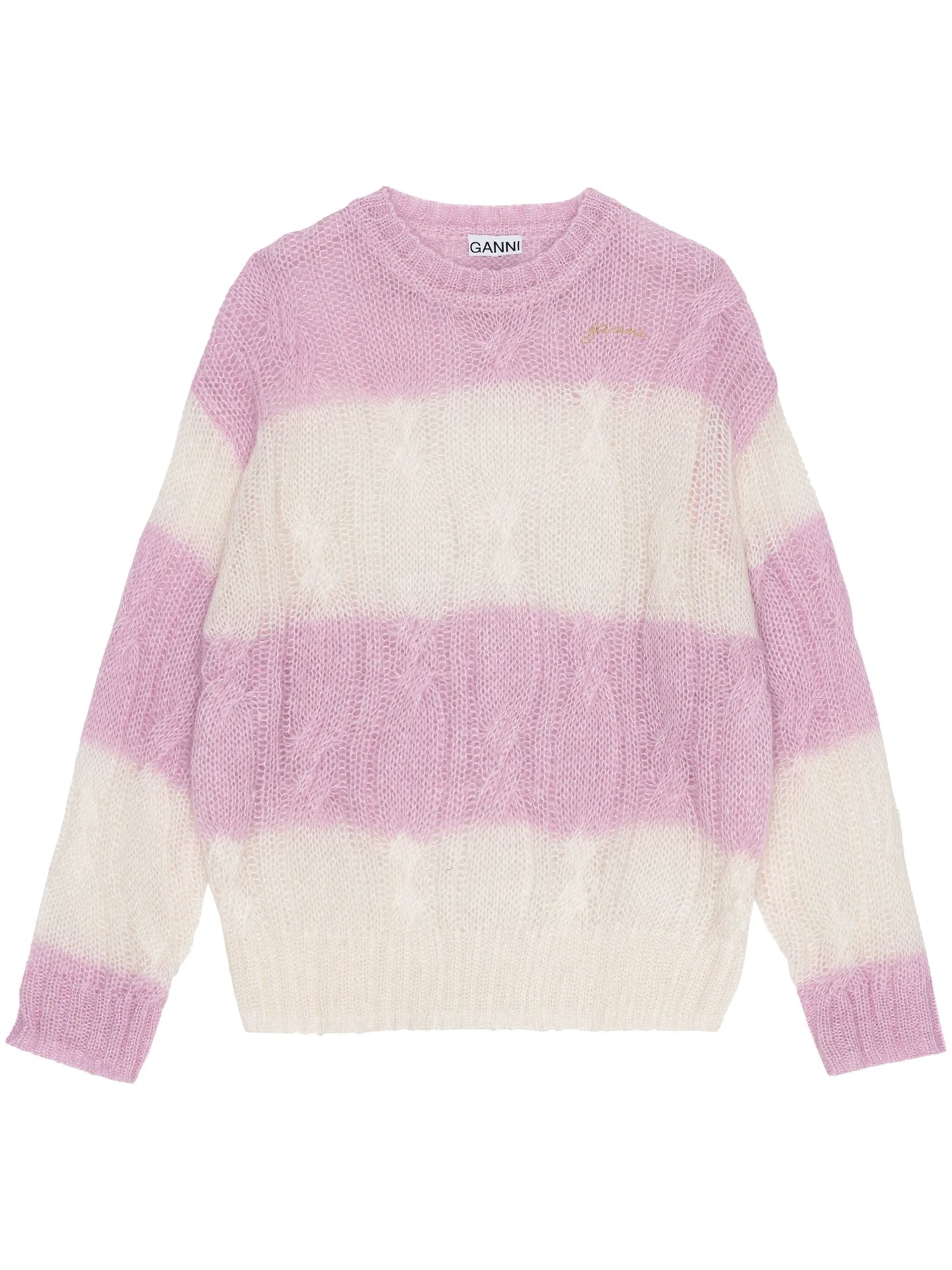 striped cable-knit jumper