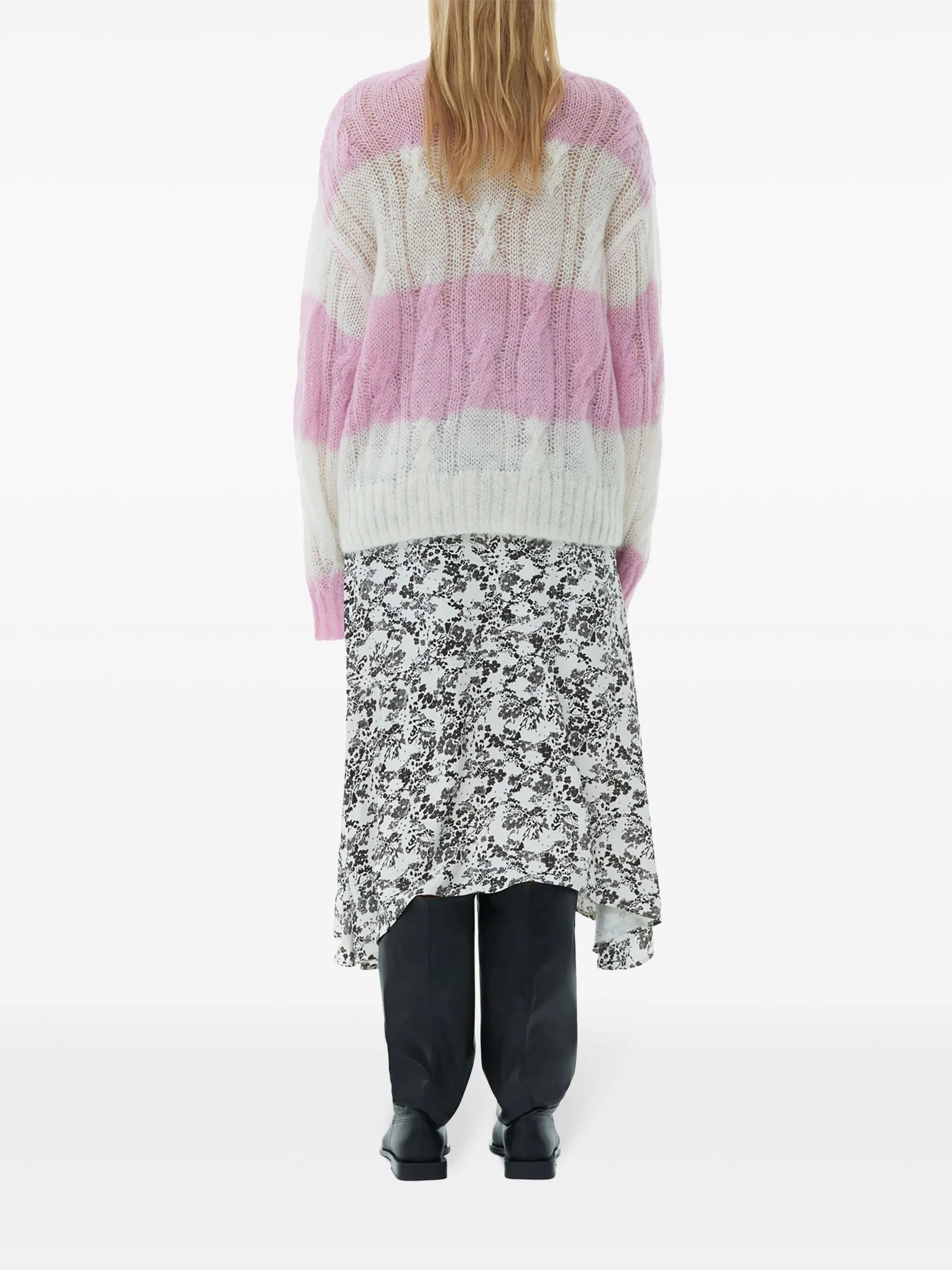 striped cable-knit jumper