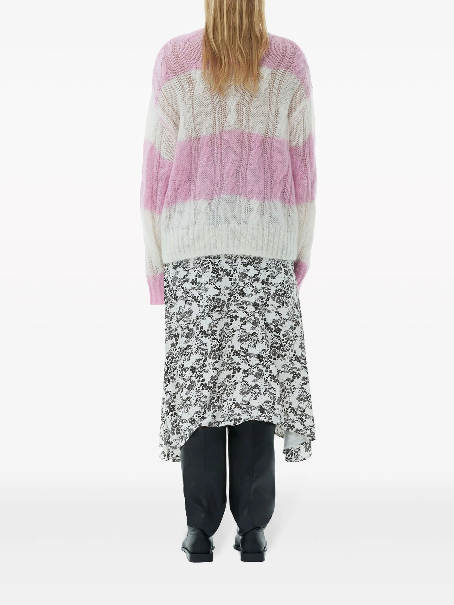 striped cable-knit jumper