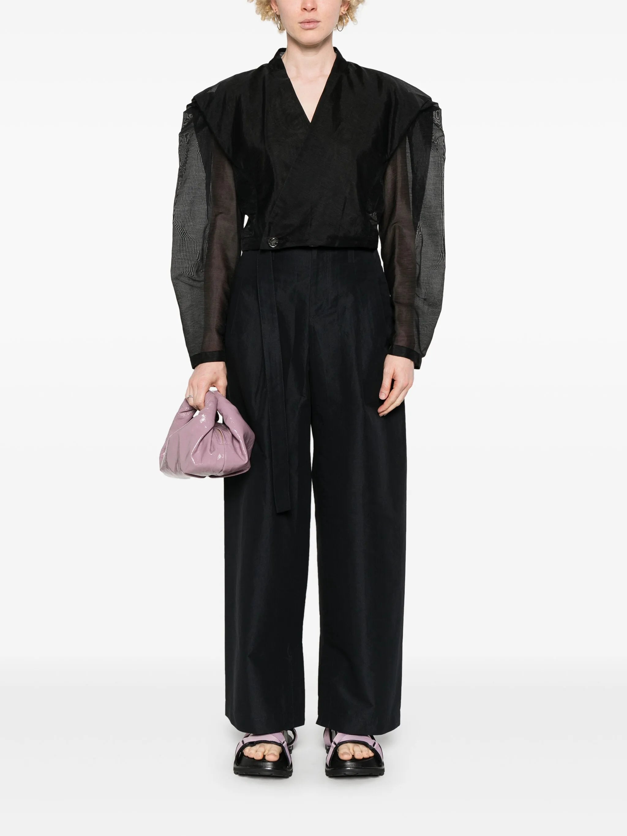 Enfold high-waist wide trousers