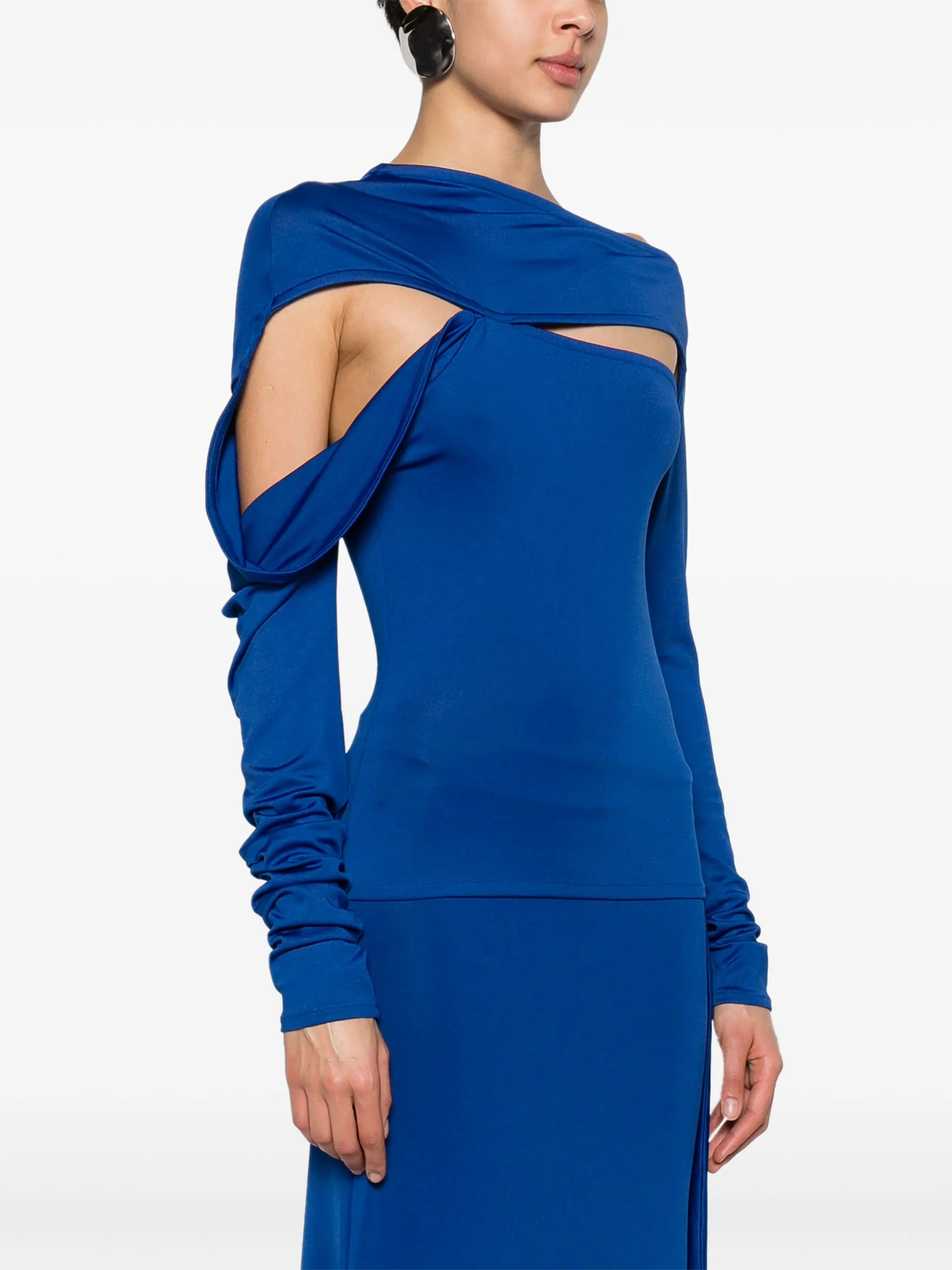 cut-out long-sleeve blouse