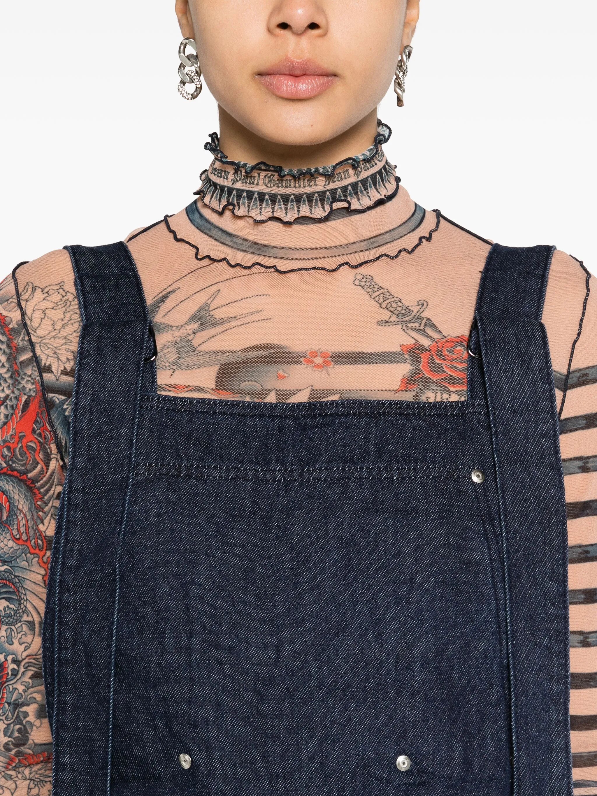 open-back denim overalls