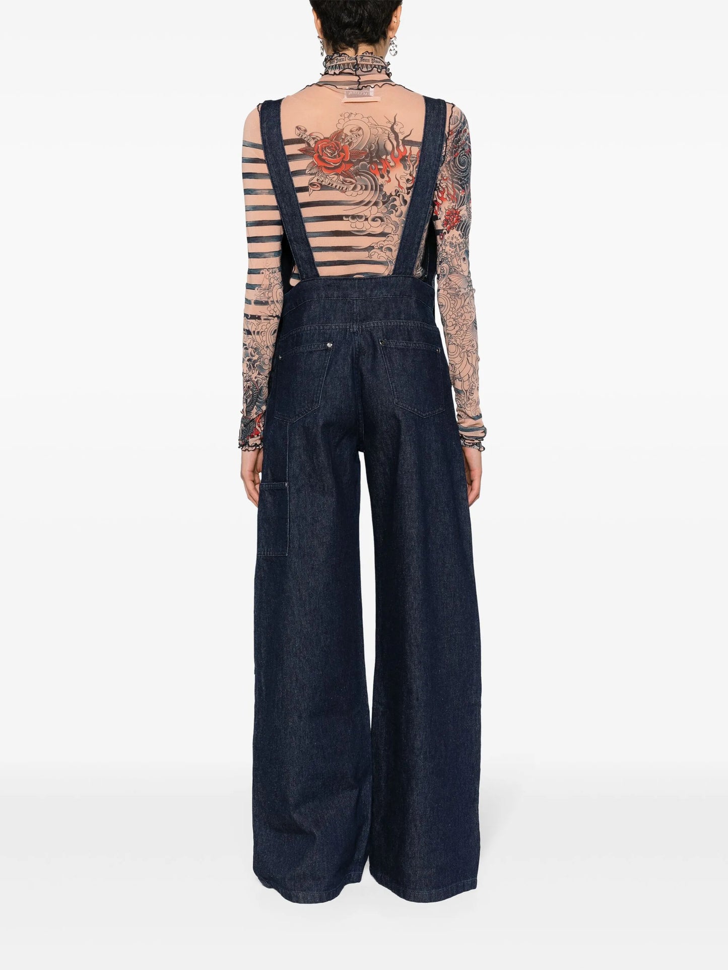 open-back denim overalls