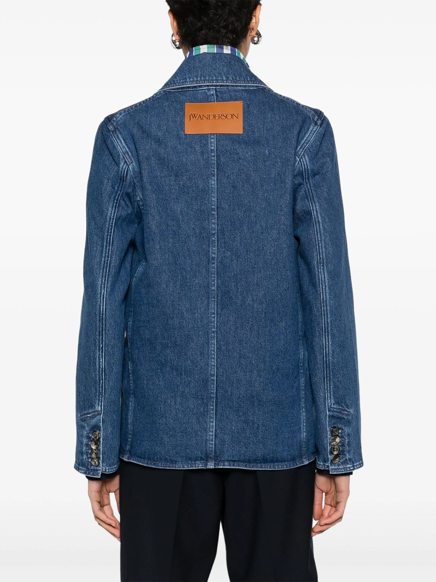 double-breasted denim blazer