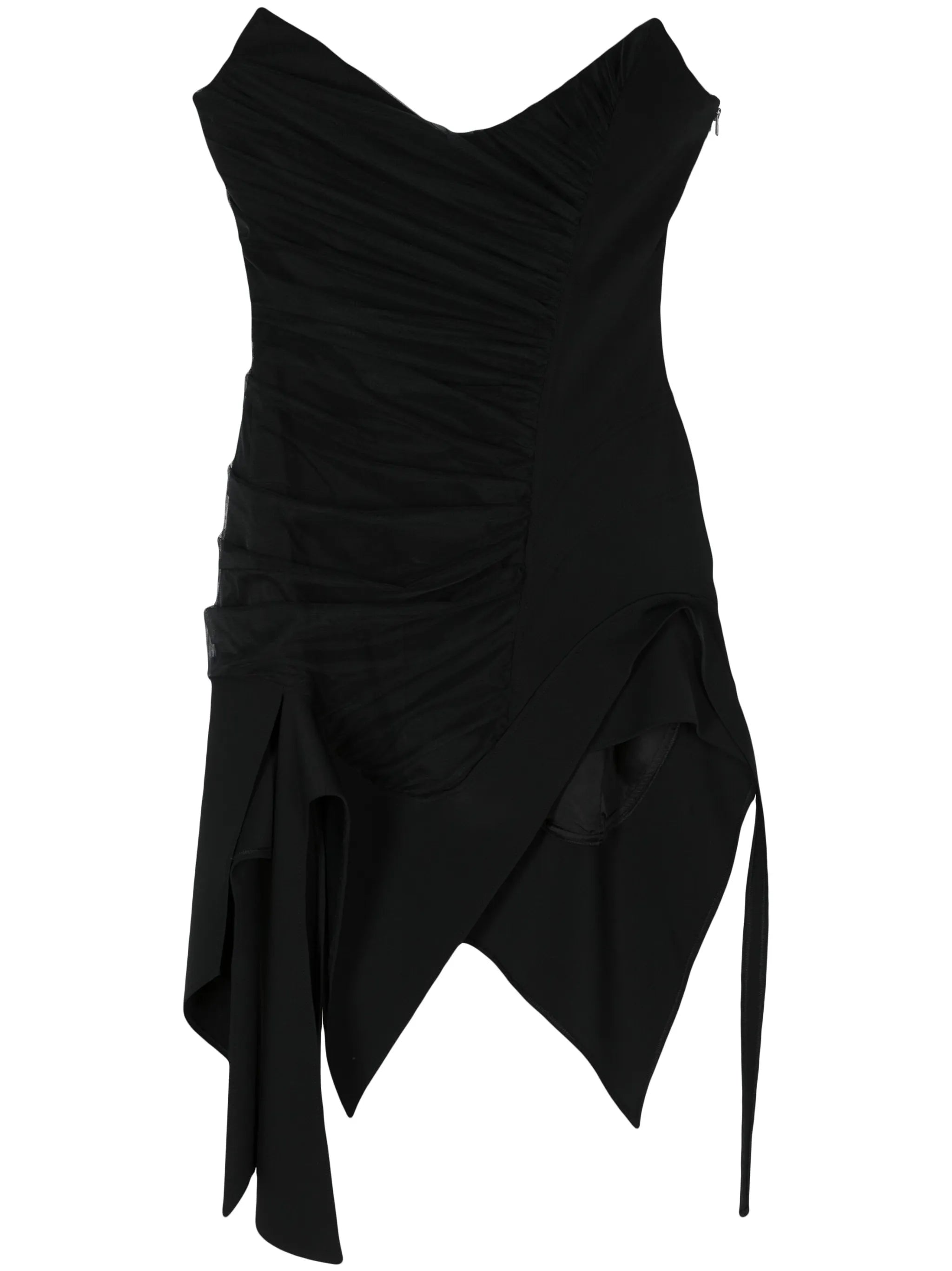 asymmetric bustier mini dress