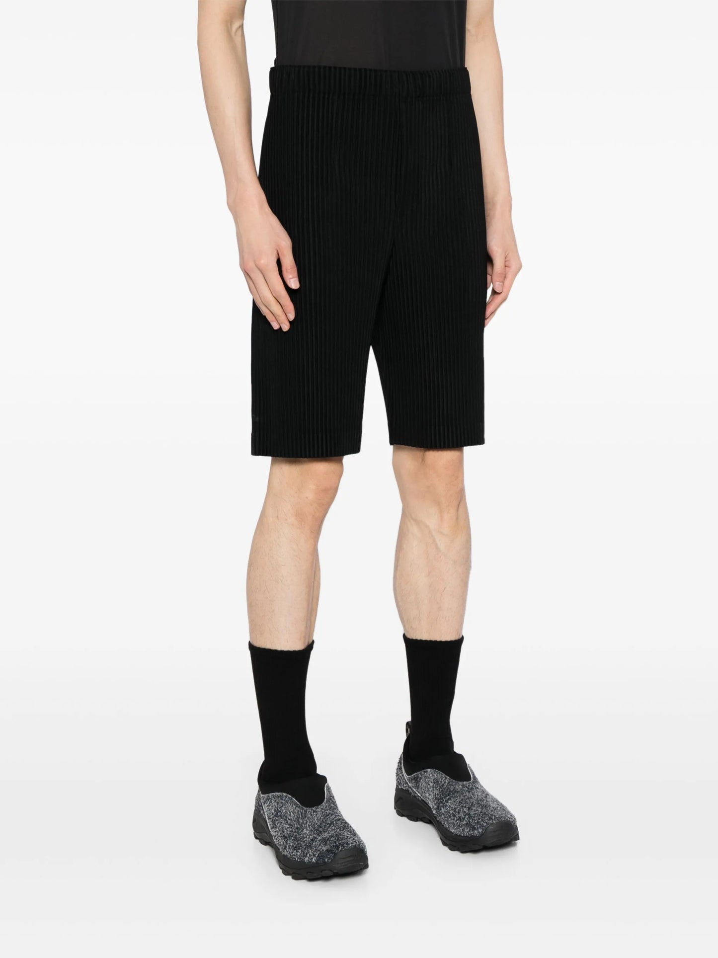 May plissé pleated bermuda shorts