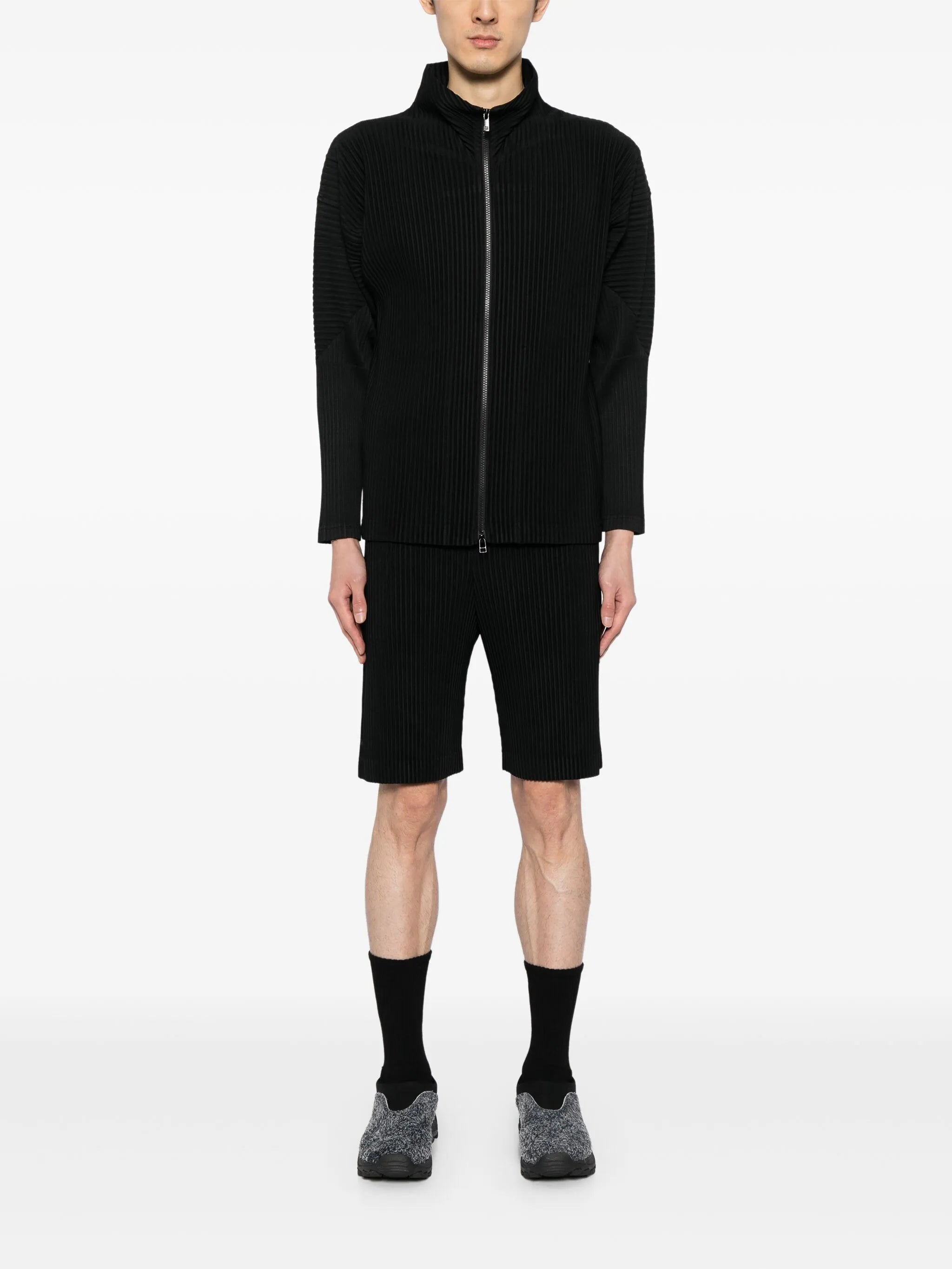 May plissé pleated bermuda shorts