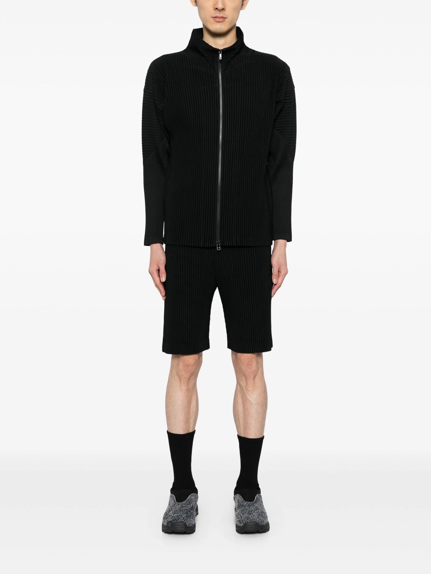 May plissé pleated bermuda shorts