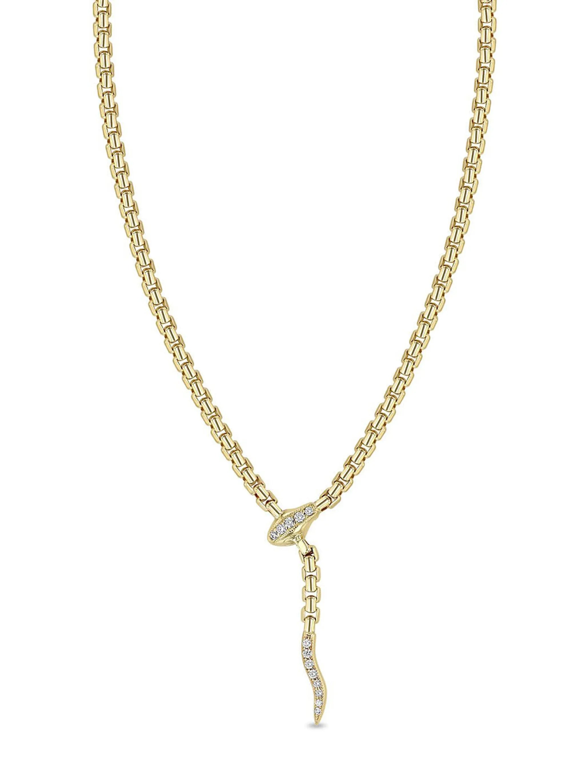 14kt yellow gold Serpent diamond necklace
