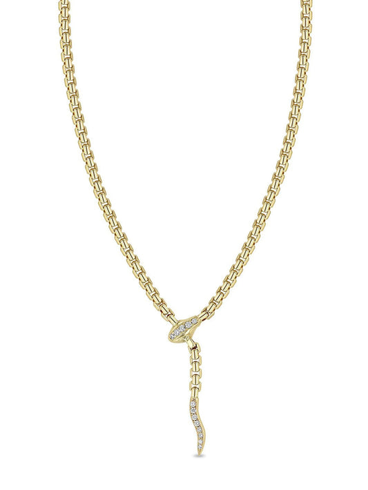 14kt yellow gold Serpent diamond necklace