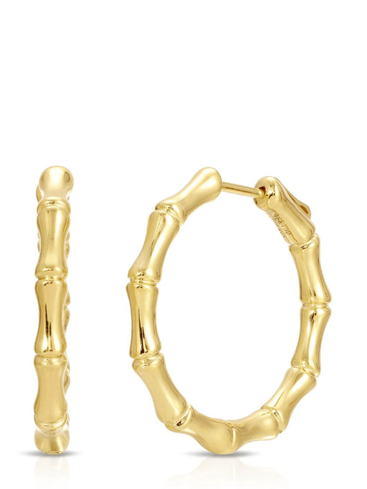 18kt yellow gold Bamboo hoop earrings