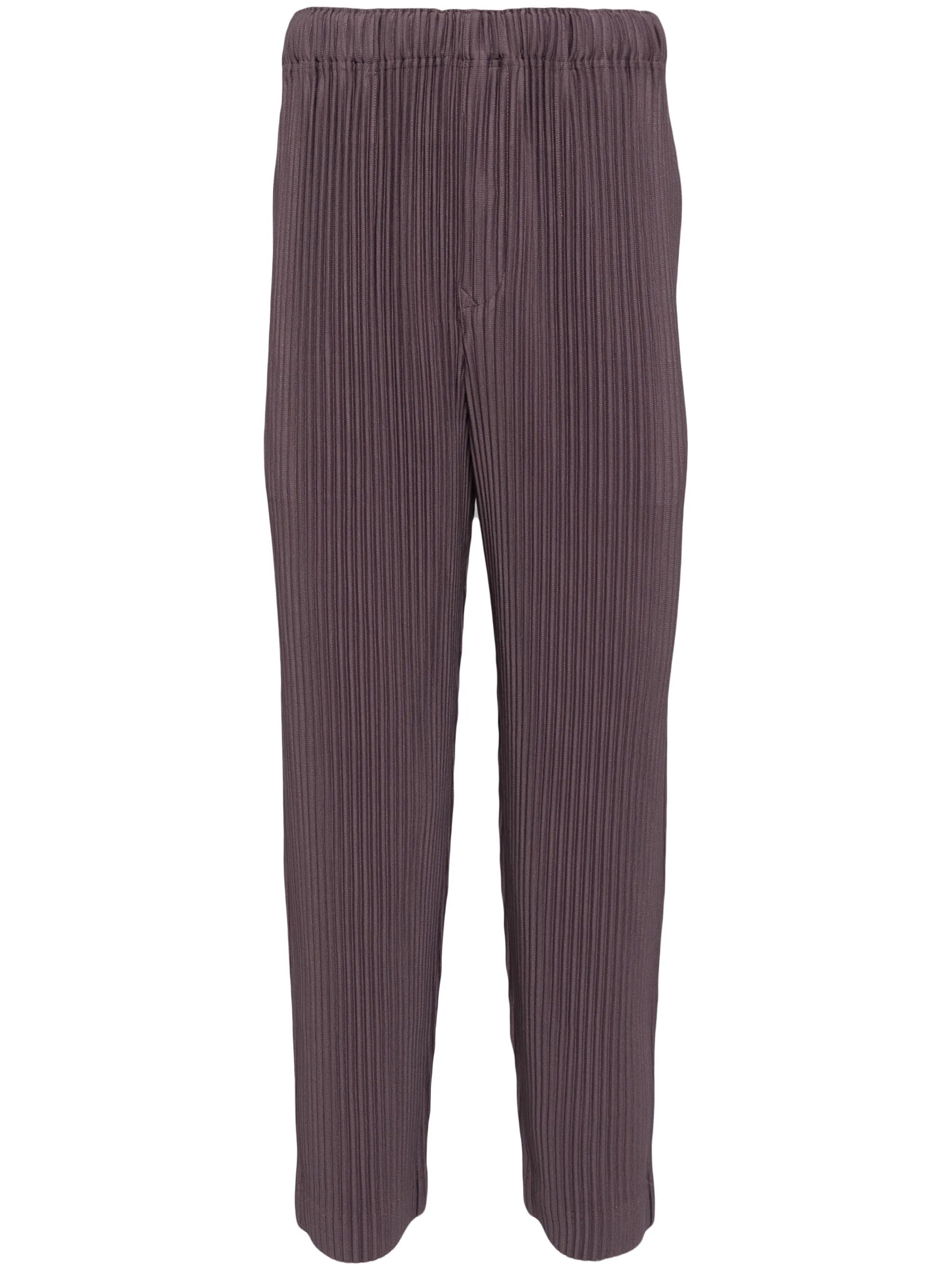 pleated straight-leg trousers