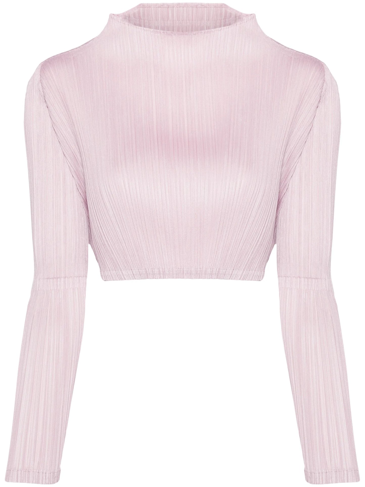 long-sleeve plissé cropped top
