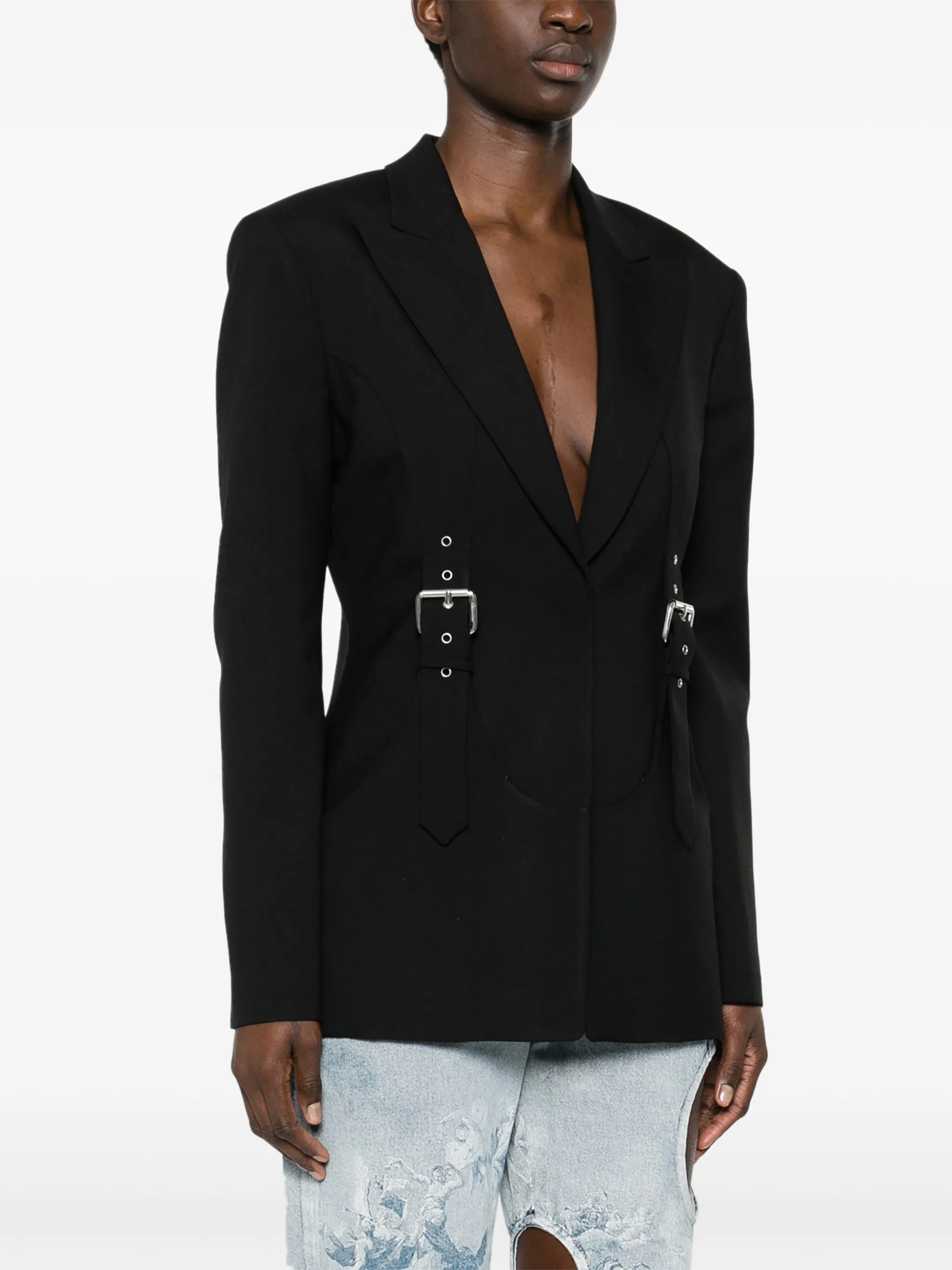 buckle-detailed blazer