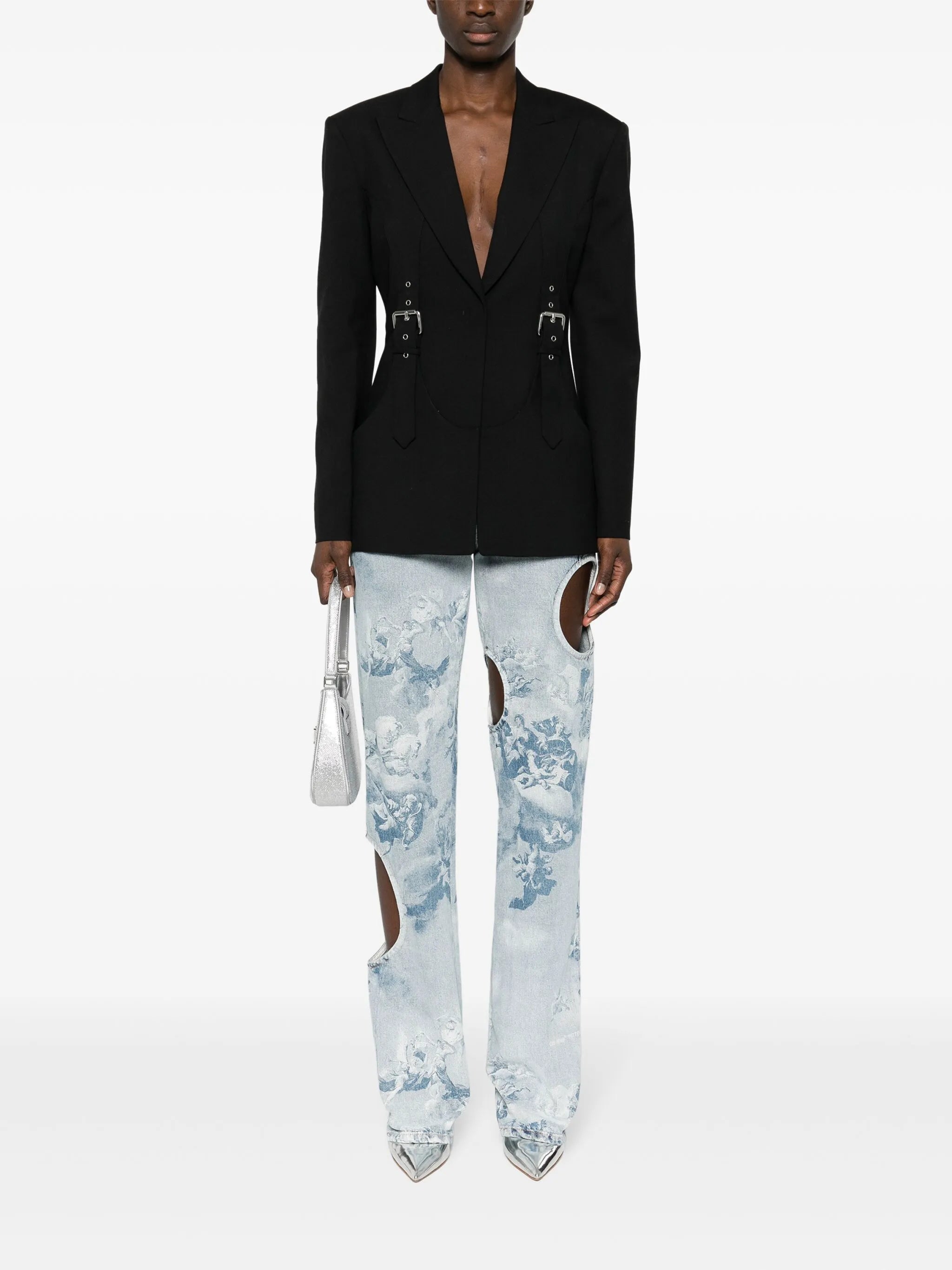 buckle-detailed blazer