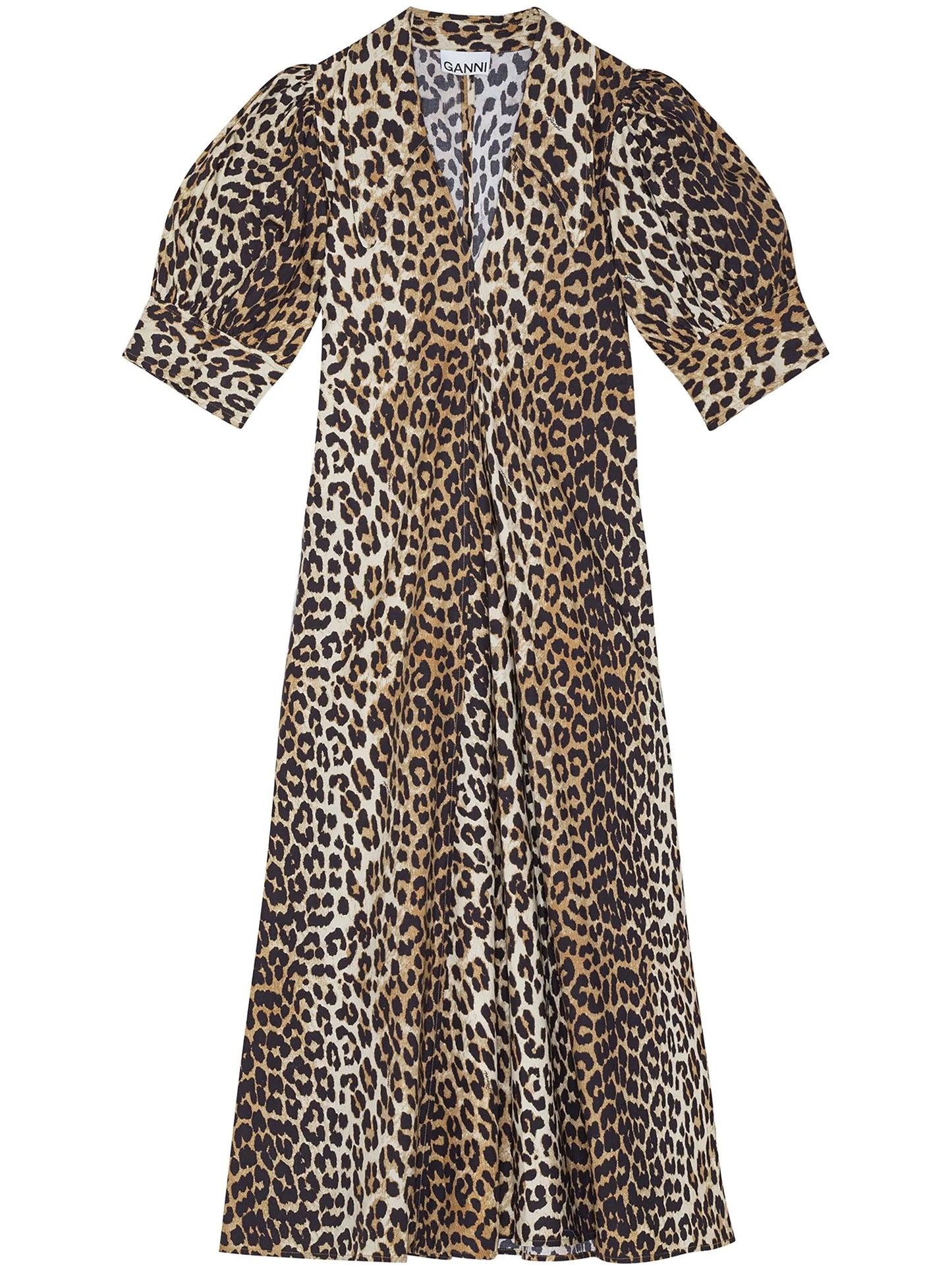 leopard-print organic cotton midi dress