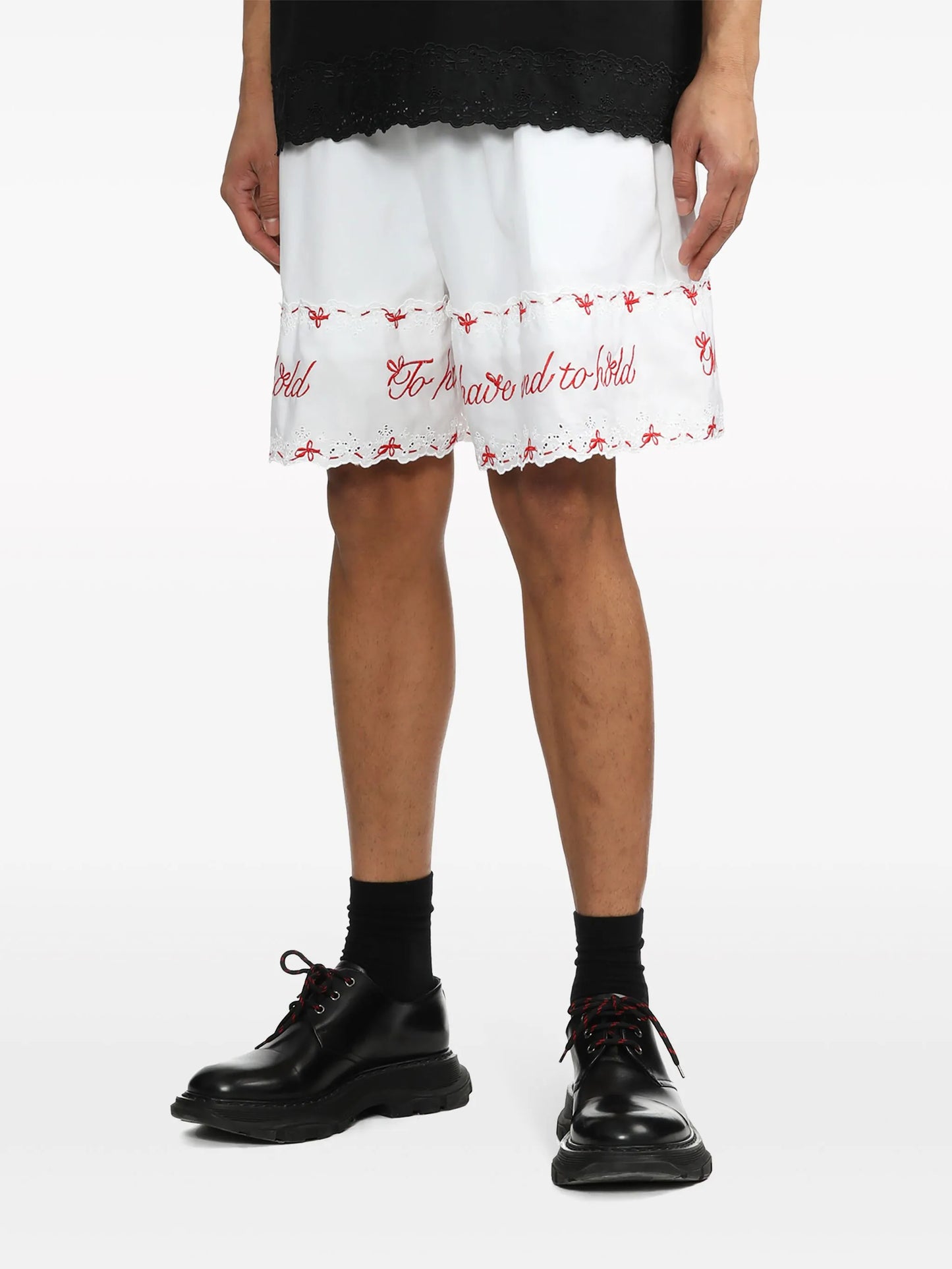 broderie-anglaise cotton shorts