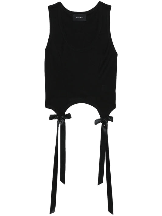 bow and ribbon-detail cotton vest
