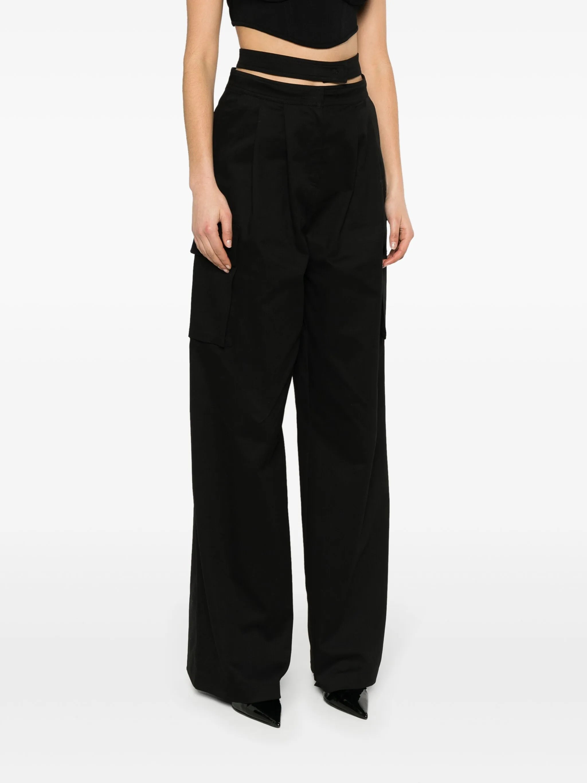 high-waist wide-leg trousers
