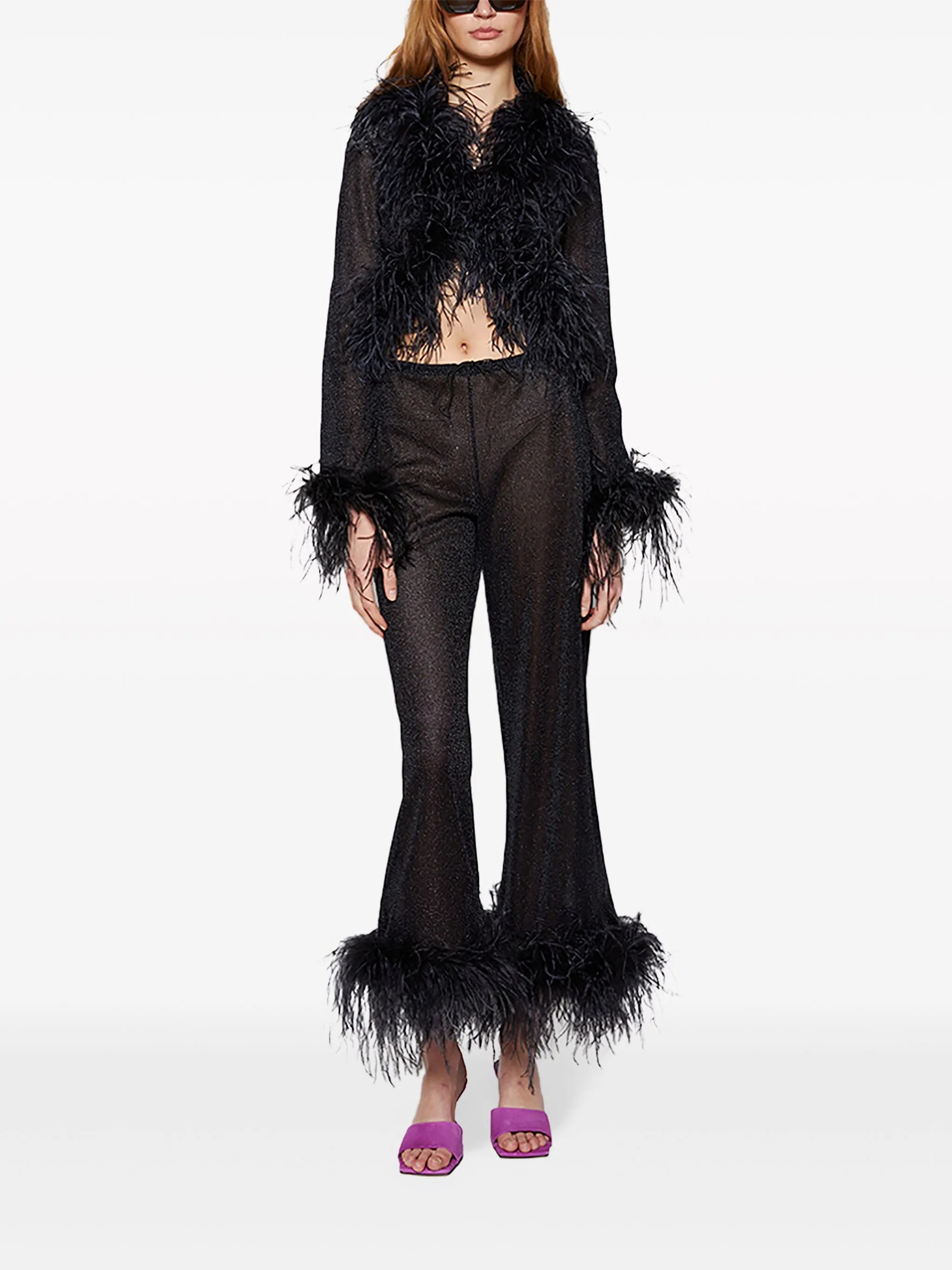 Lumière feather-trim shirt