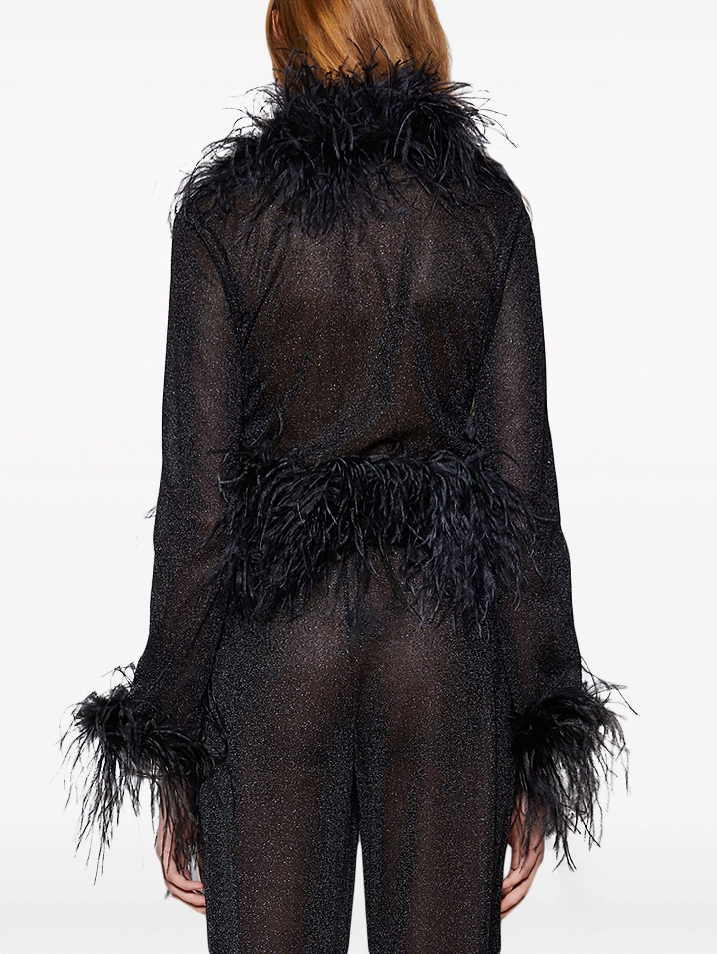 Lumière feather-trim shirt