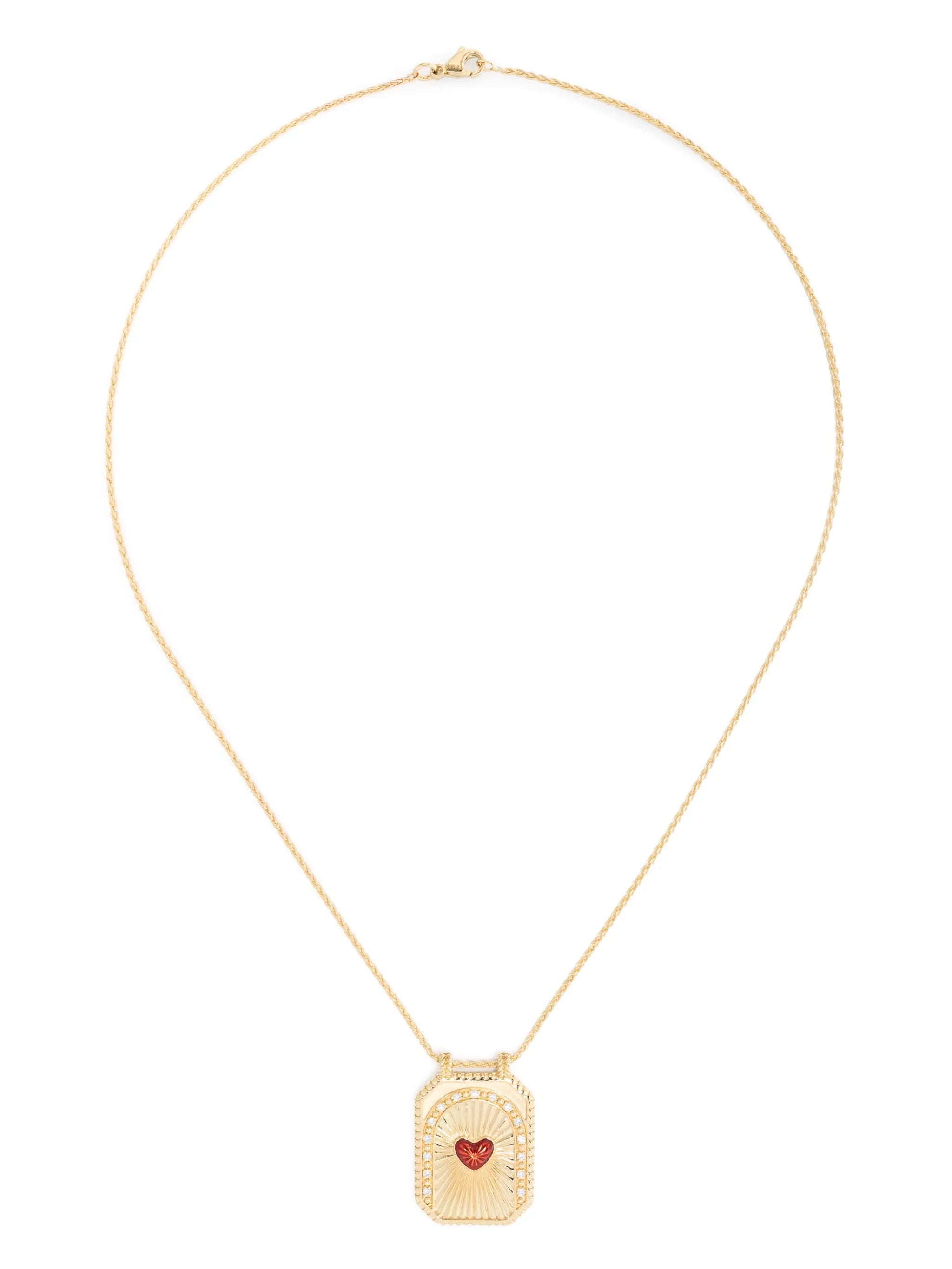 18kt yellow gold Heart Scapular diamond necklace