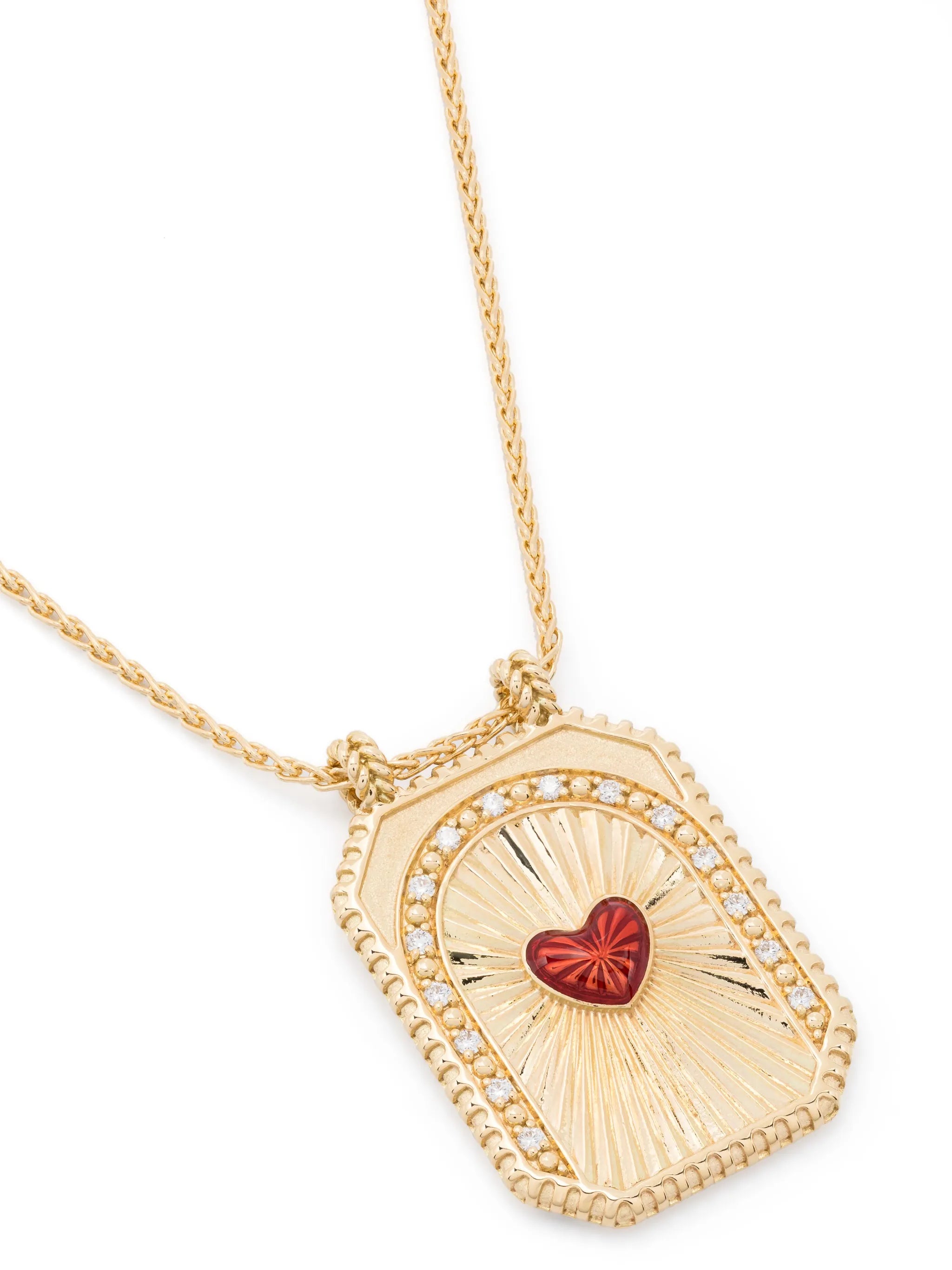 18kt yellow gold Heart Scapular diamond necklace