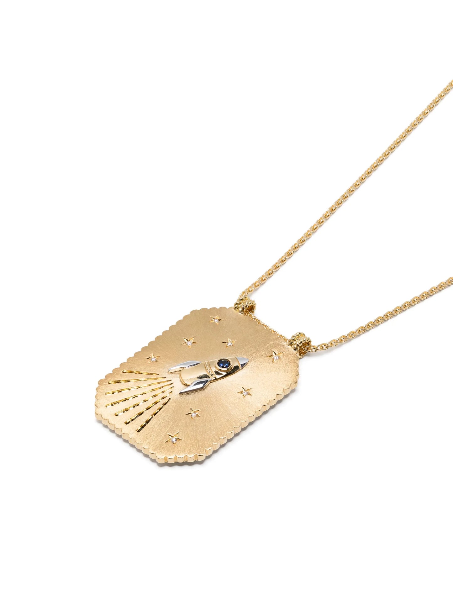 18kt yellow gold Love You diamond and sapphire necklace