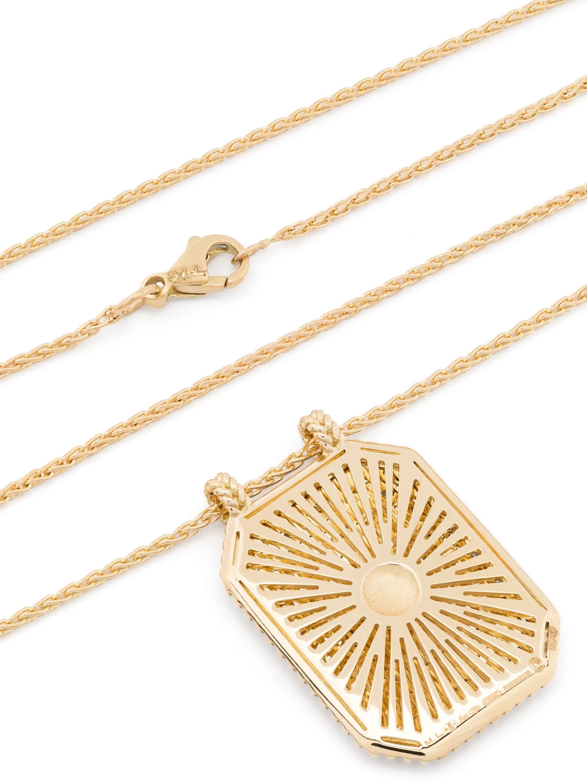18kt yellow gold Clover Scapular diamond necklace