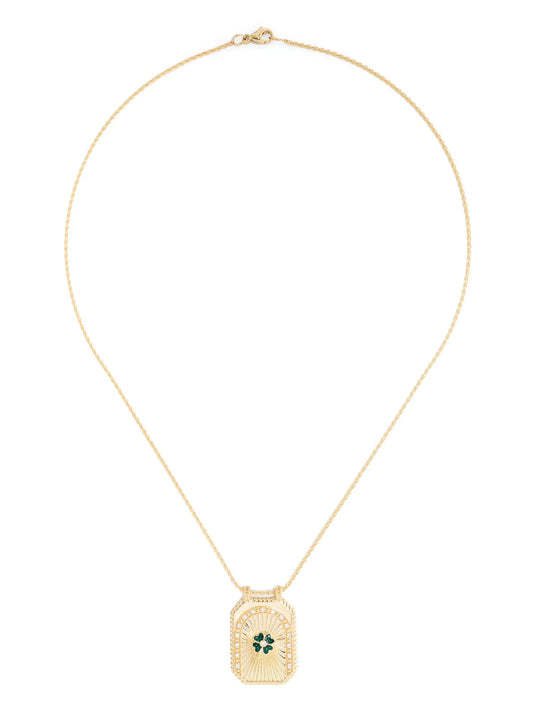 18kt yellow gold Clover Scapular diamond necklace