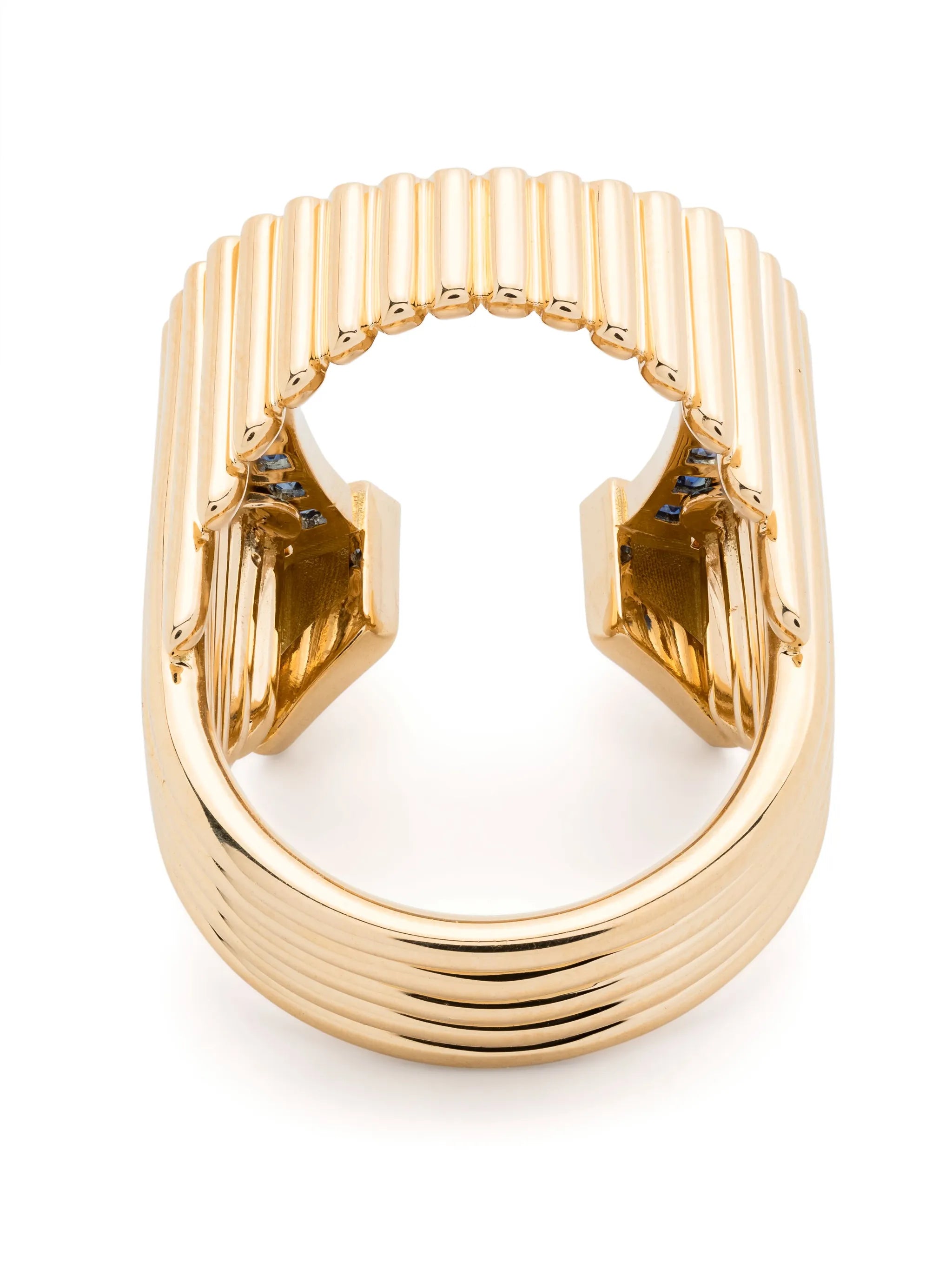18kt yellow gold Horseshoe blue sapphire cocktail ring