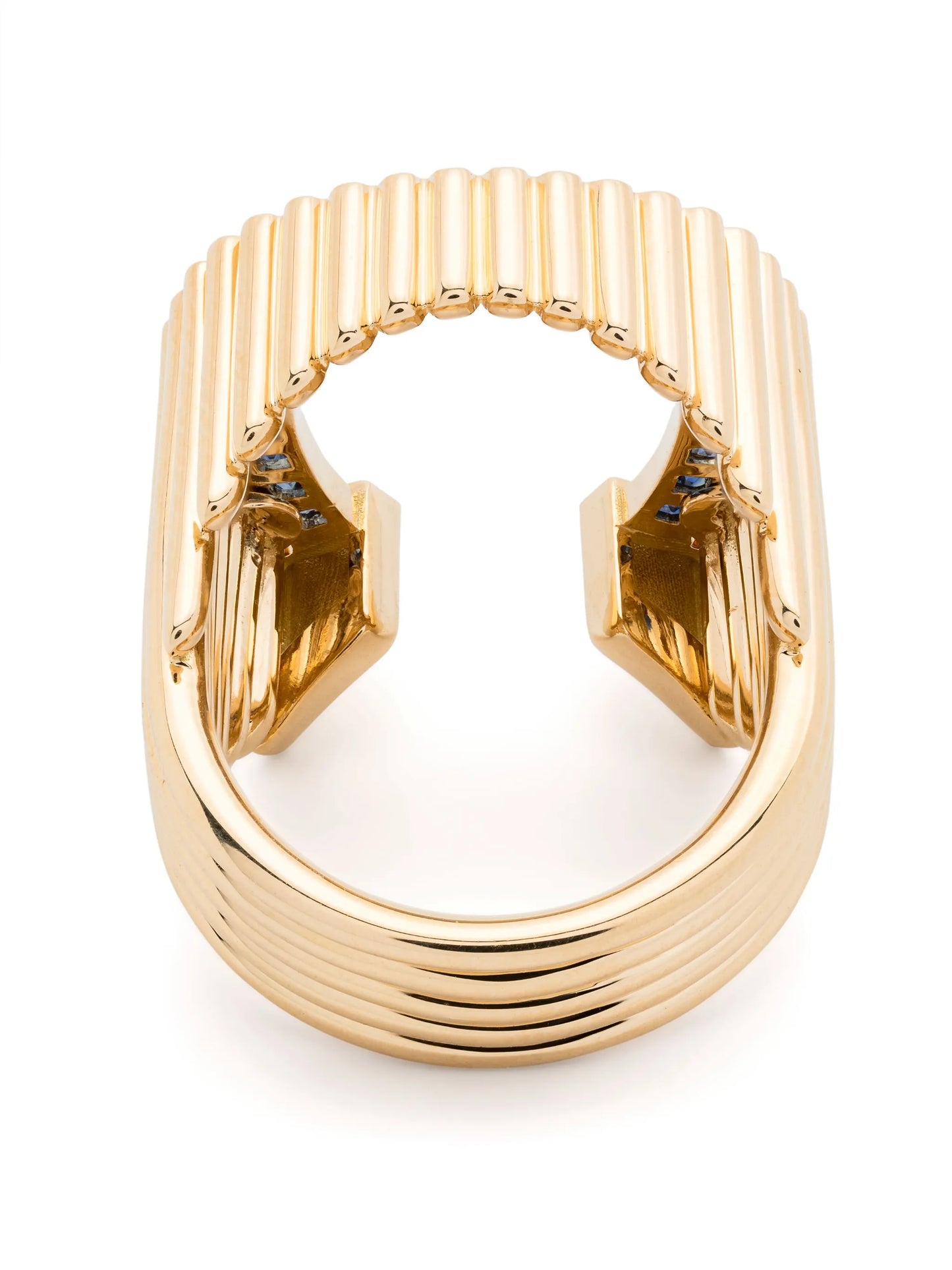 18kt yellow gold Horseshoe blue sapphire cocktail ring