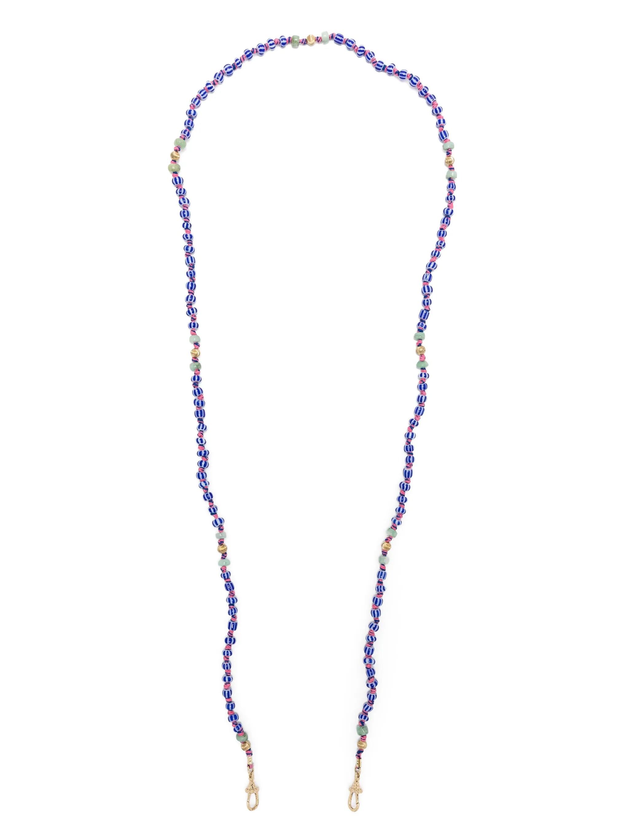 9kt yellow gold Mauli Ghana beaded necklace