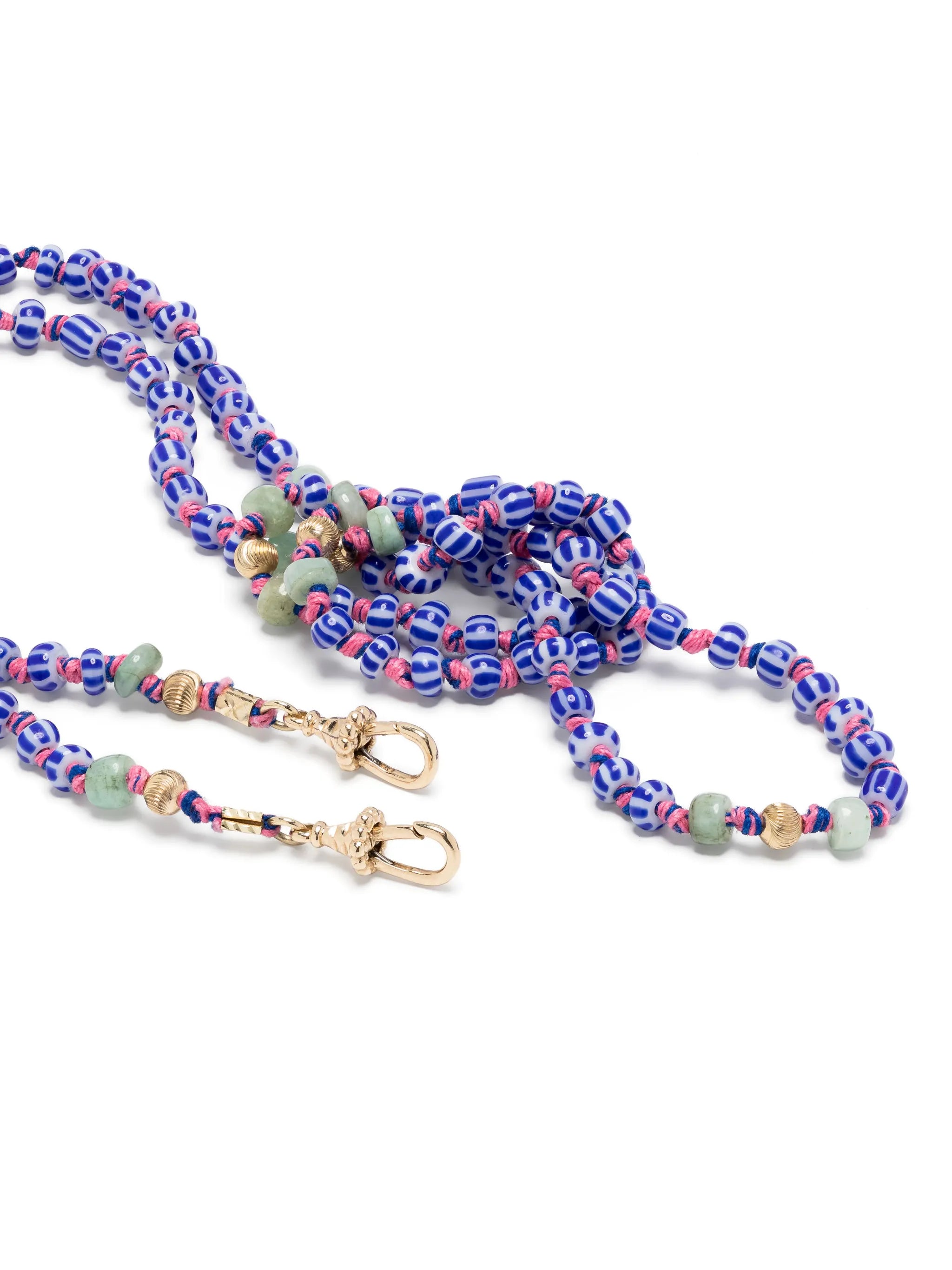 9kt yellow gold Mauli Ghana beaded necklace
