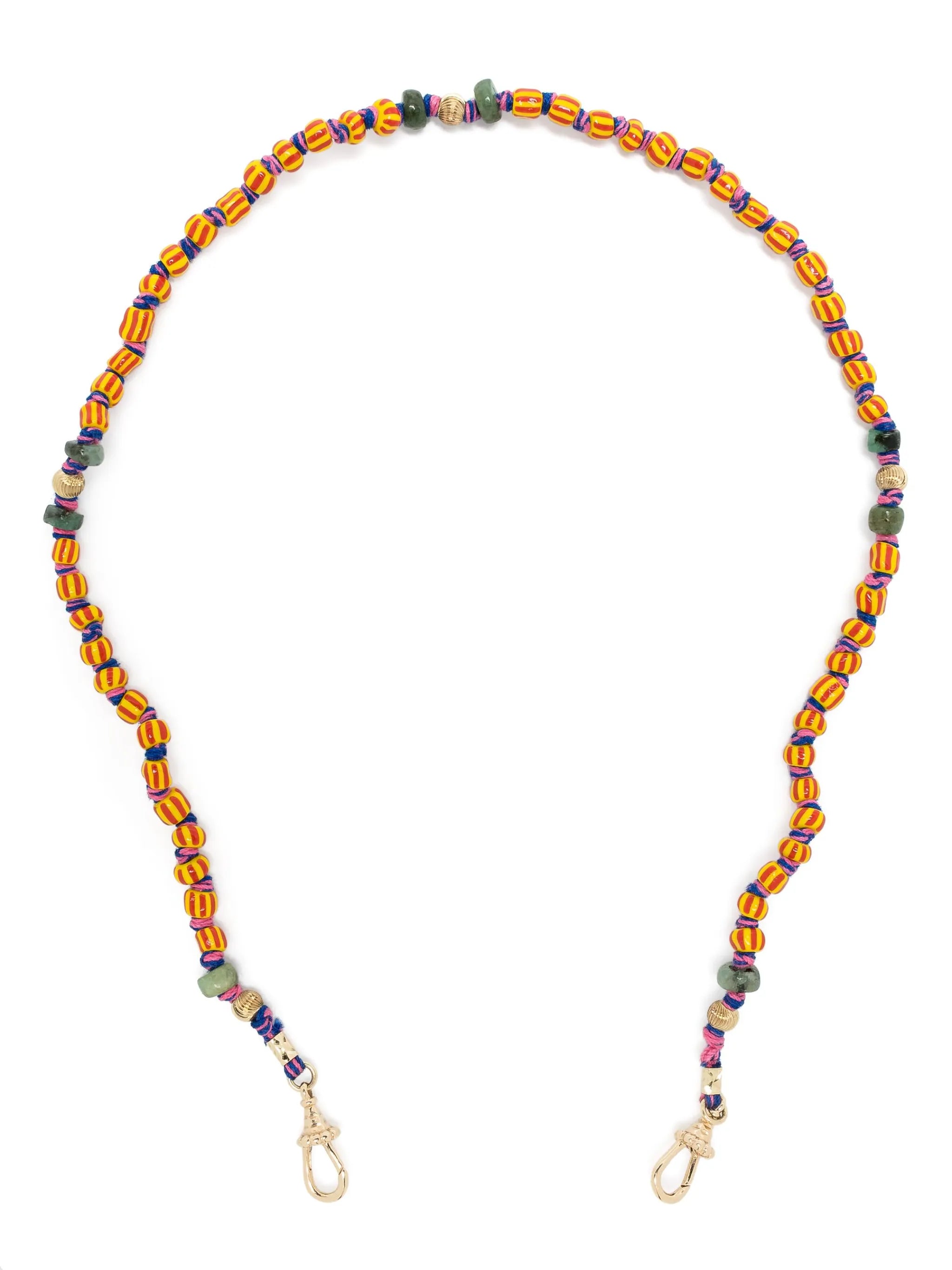 9kt yellow gold Mauli Ghana beaded necklace