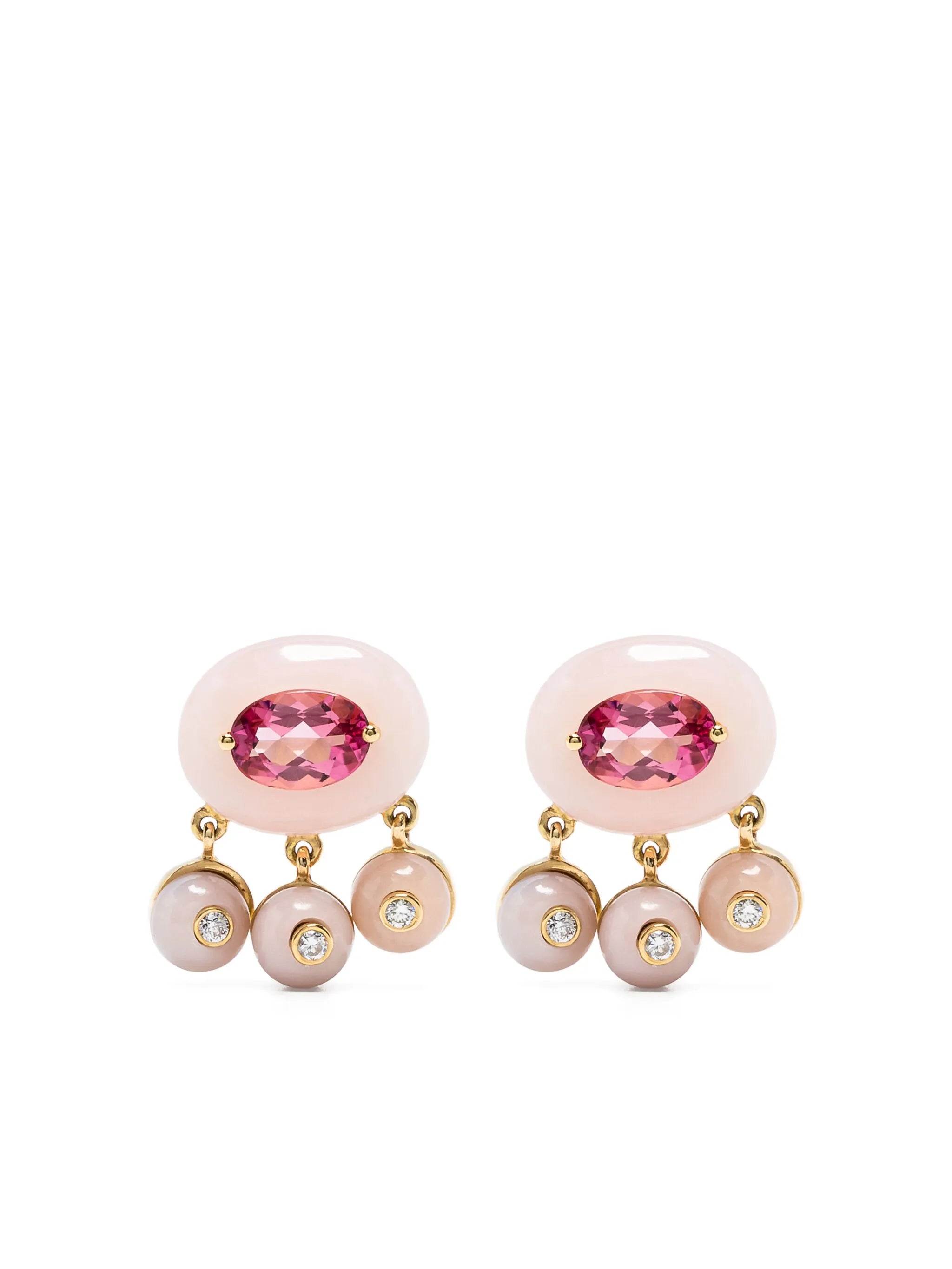 18kt yellow gold Boto-Cor-De-Rosa diamonds and tourmaline earrings