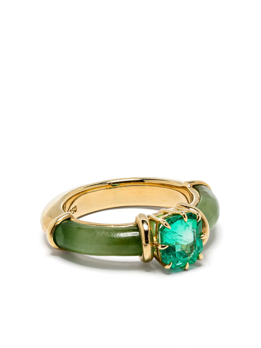 18kt yellow gold Marina emerald ring