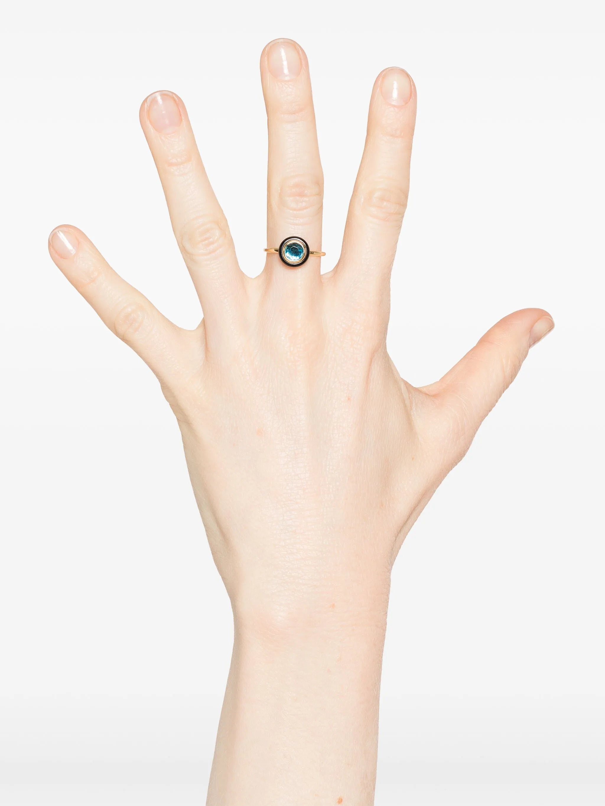 18kt yellow gold Chakra Frames crystal and topaz ring
