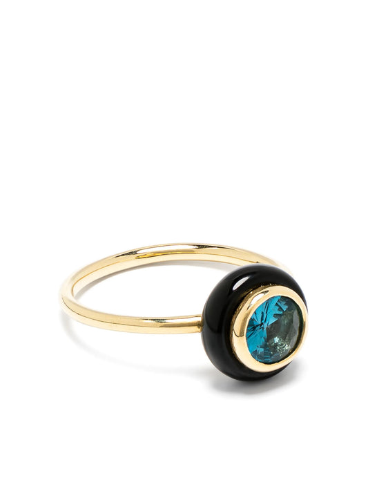 18kt yellow gold Chakra Frames crystal and topaz ring