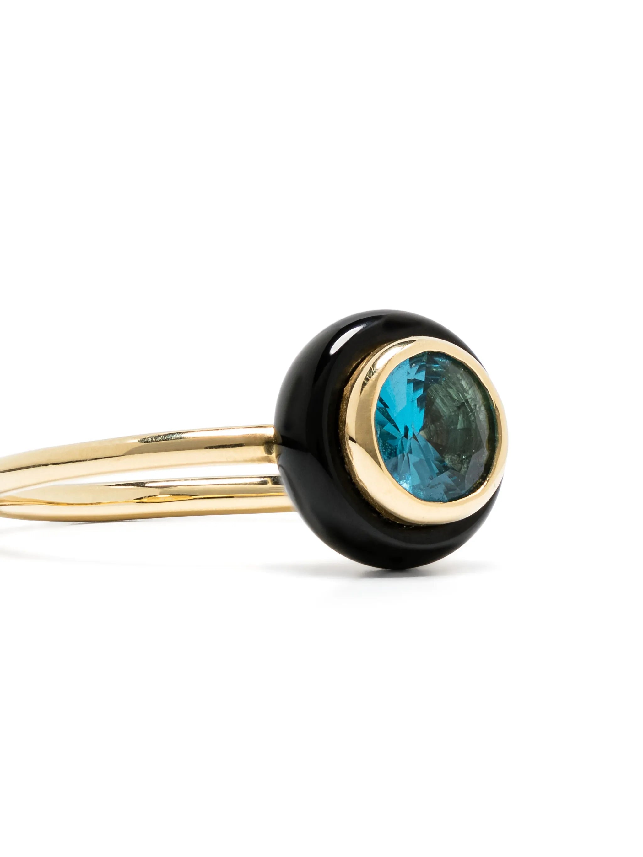 18kt yellow gold Chakra Frames crystal and topaz ring