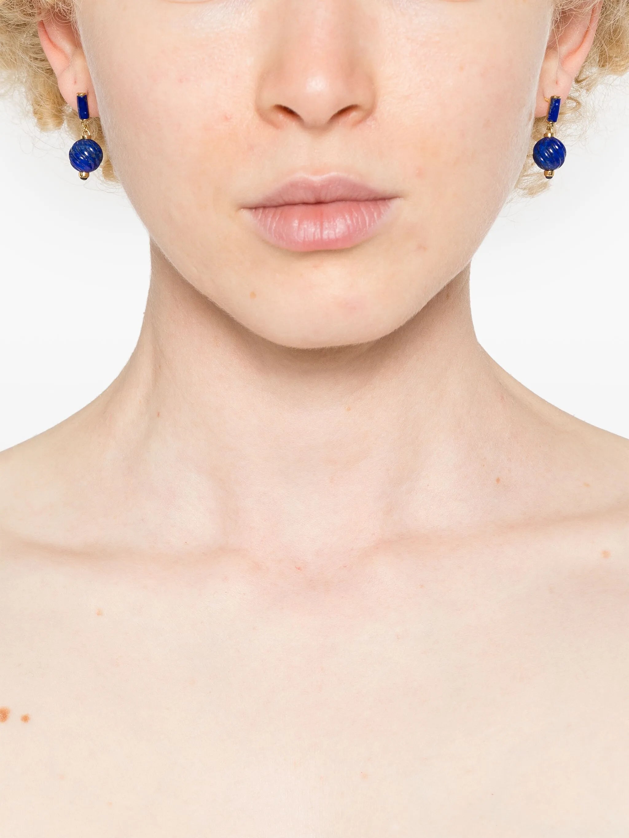 18kt yellow gold Maria lapis lazuli and sapphire earrings