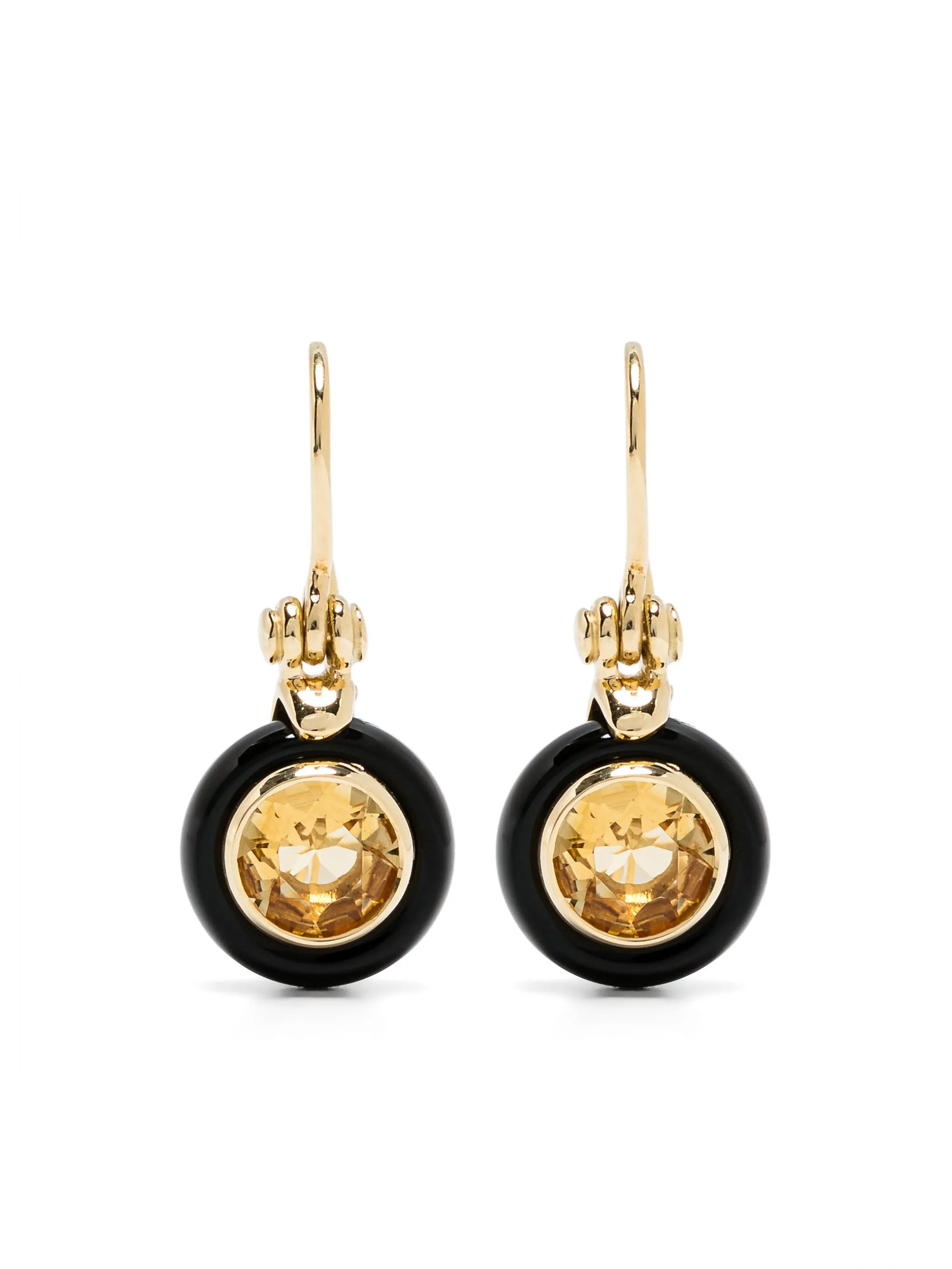 18kt yellow gold Chakra Frames crystal and citrine earrings
