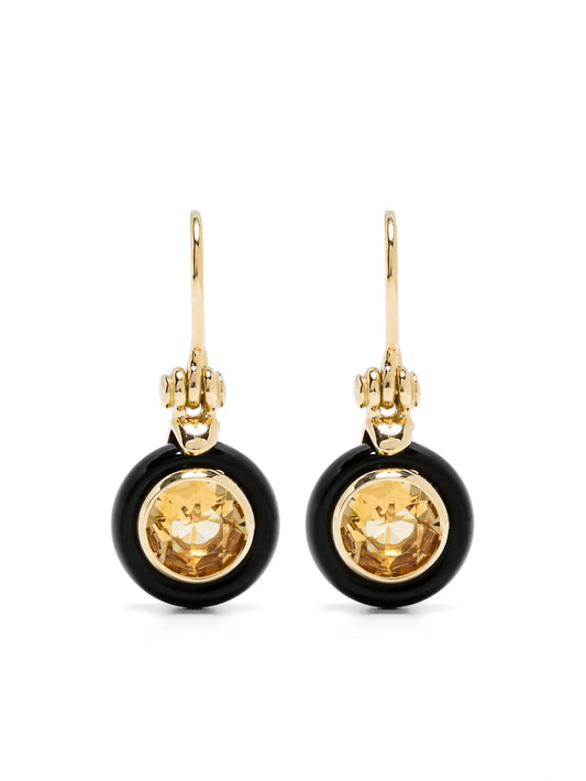 18kt yellow gold Chakra Frames crystal and citrine earrings