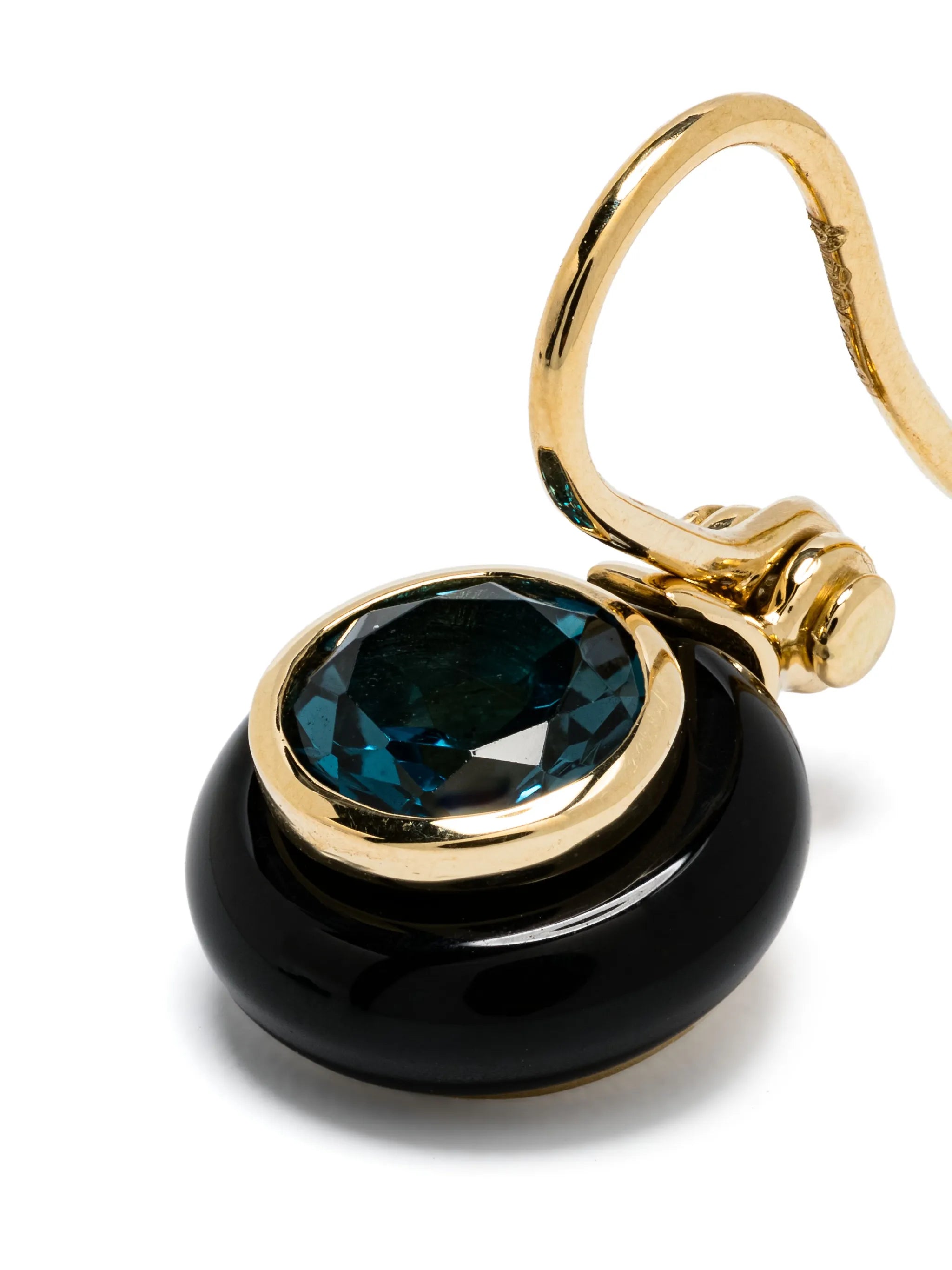 18kt yellow gold Frames onyx and topaz earrings