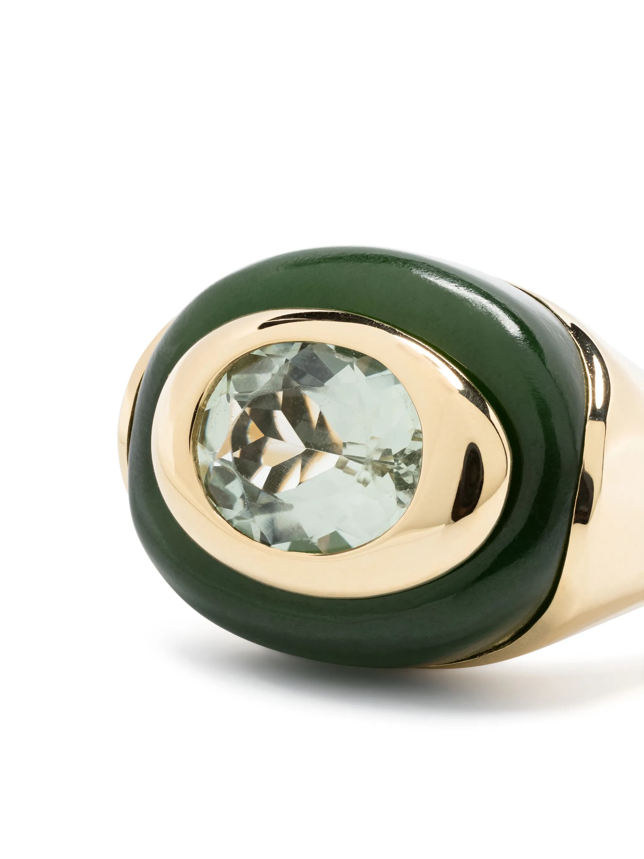 18kt yellow gold Igapó jade and prasiolite cocktail ring