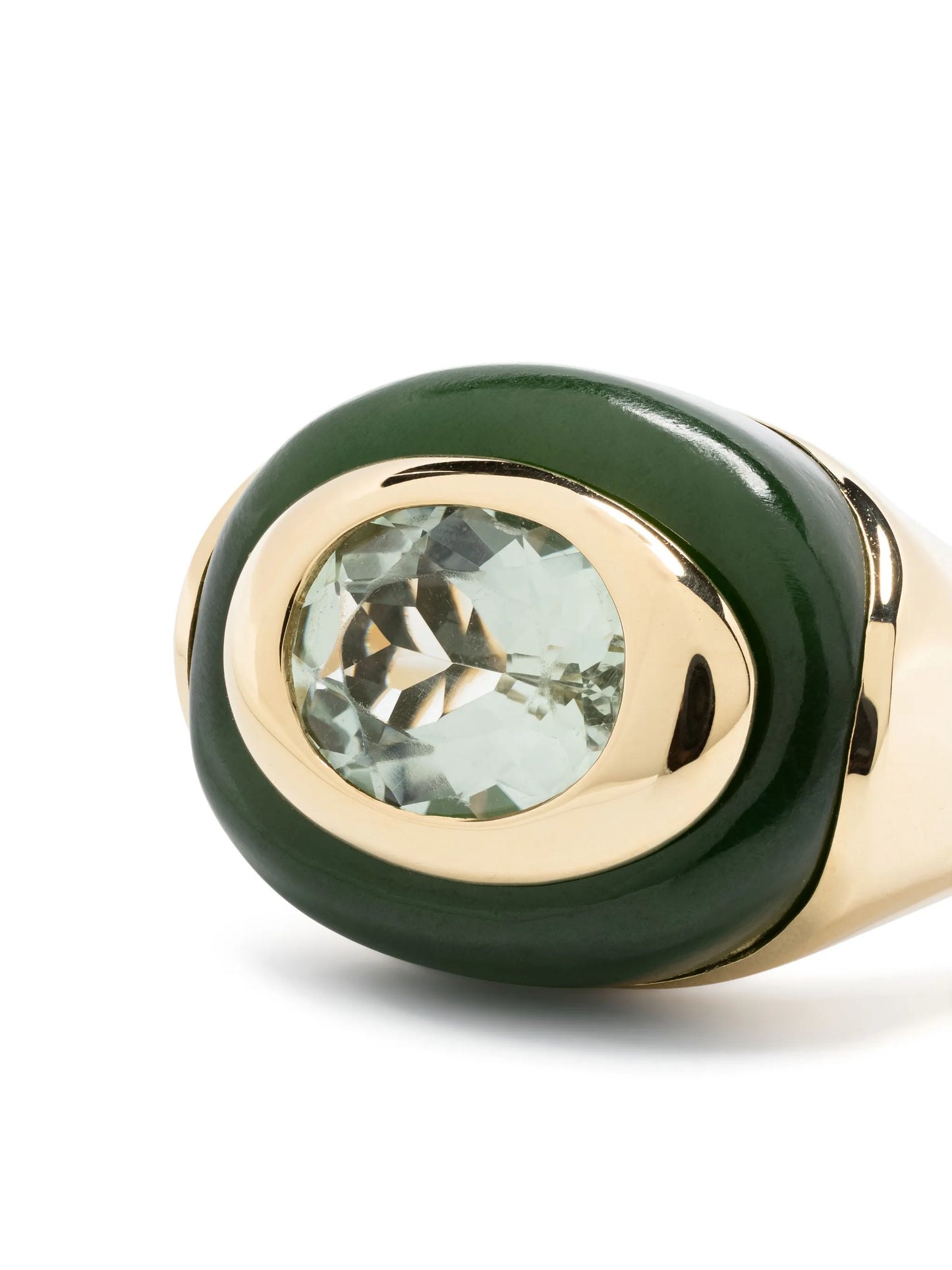 18kt yellow gold Igapó jade and prasiolite cocktail ring