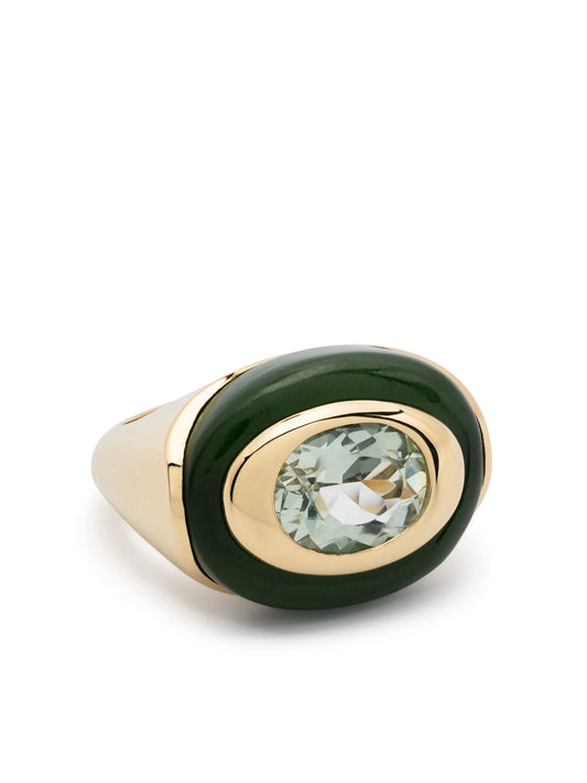 18kt yellow gold Igapó jade and prasiolite cocktail ring