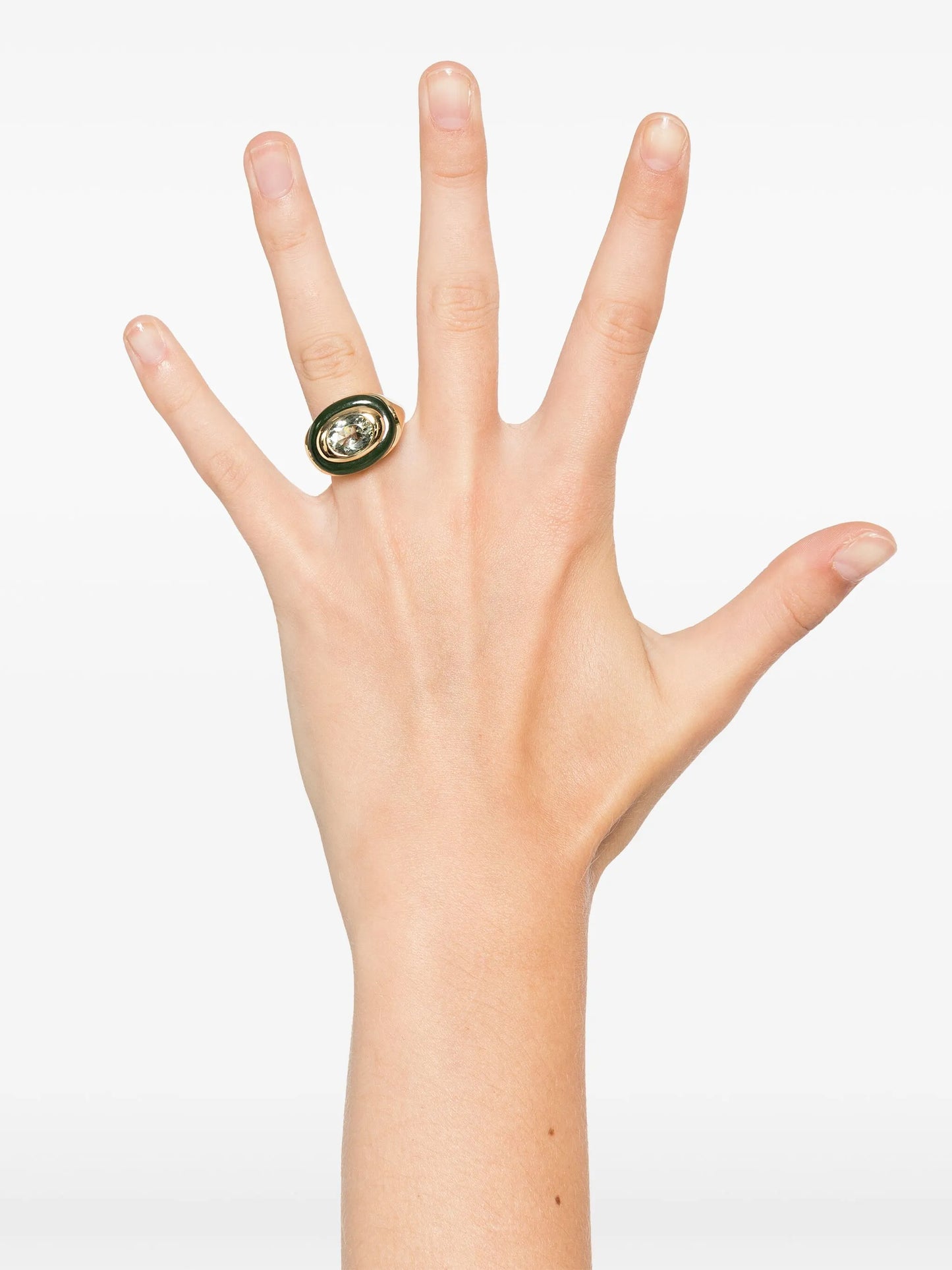 18kt yellow gold Igapó jade and prasiolite cocktail ring
