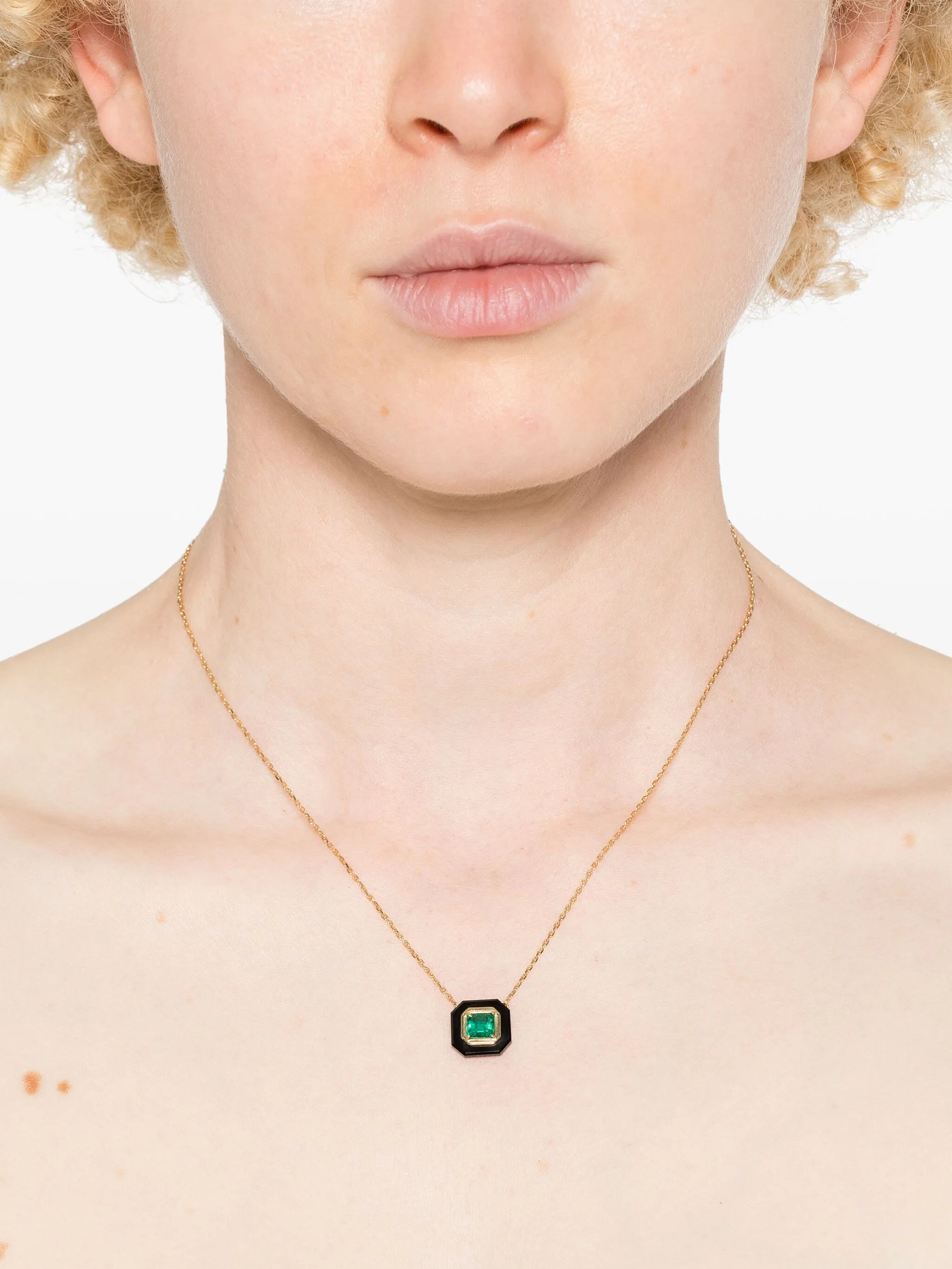 18kt yellow gold Frame multi-stone necklace